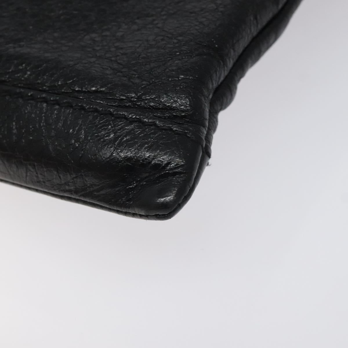 BALENCIAGA Clip L Clutch Bag Leather Black Silver 273023 Auth bs26675