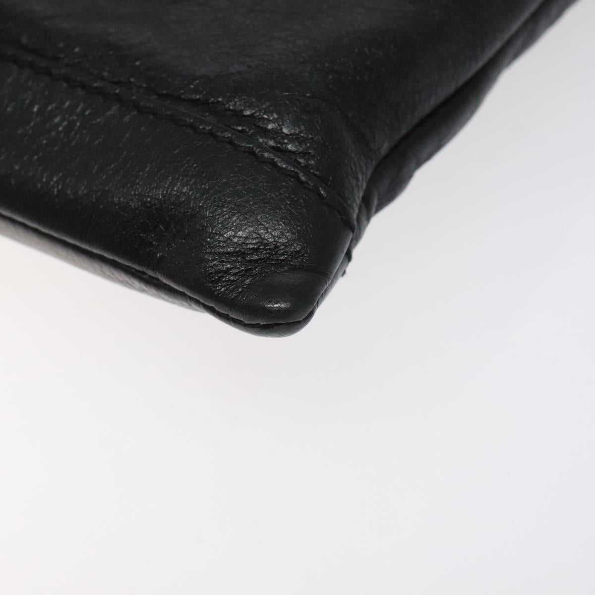 BALENCIAGA Clip L Clutch Bag Leather Black Silver 273023 Auth bs26675