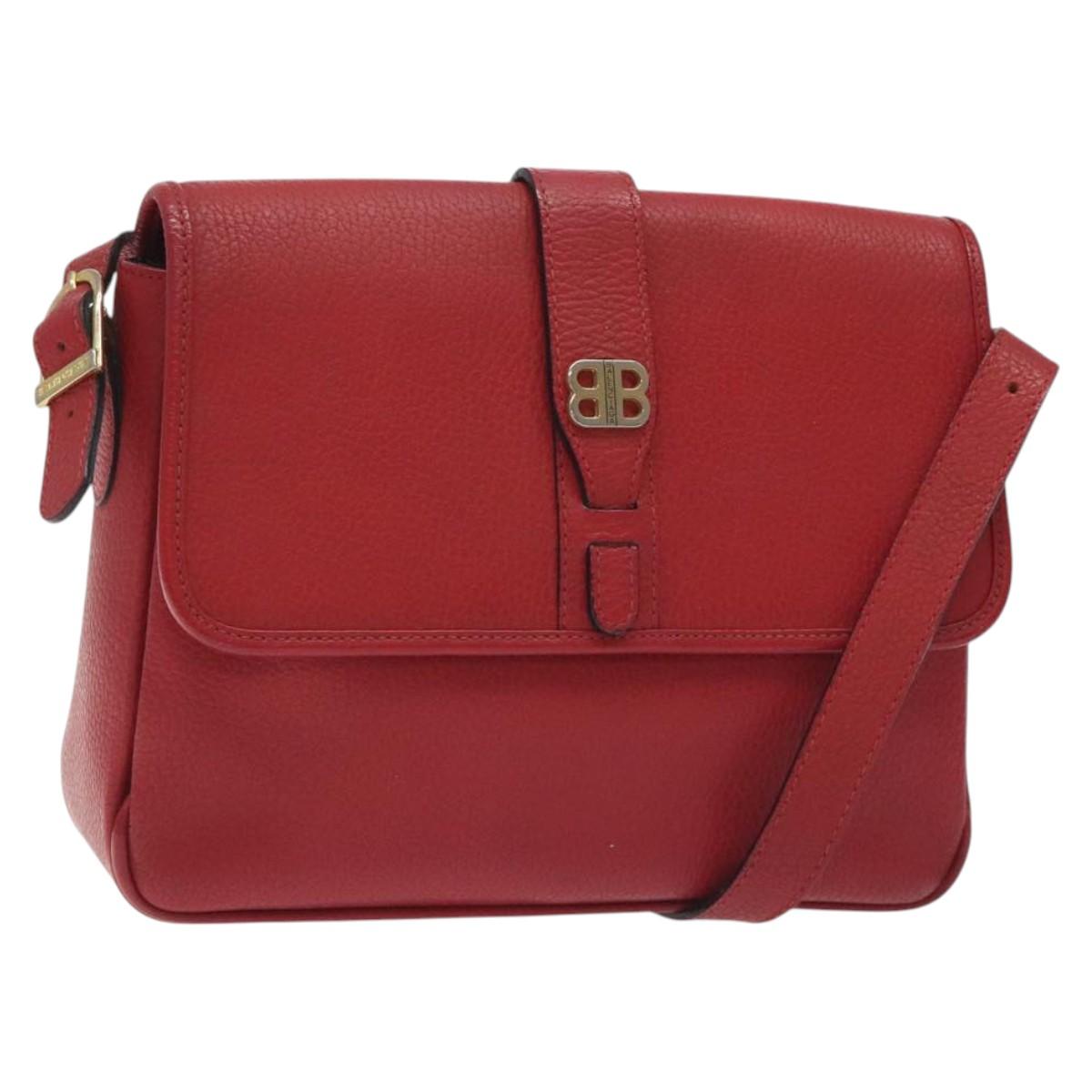 BALENCIAGA Shoulder Bag Leather Vintage Red Gold Auth bs26676