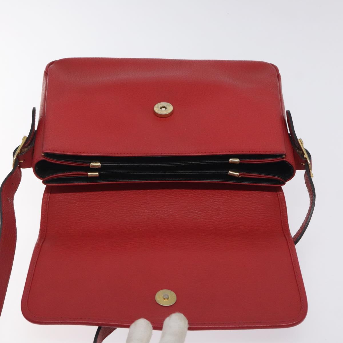 BALENCIAGA Shoulder Bag Leather Vintage Red Gold Auth bs26676