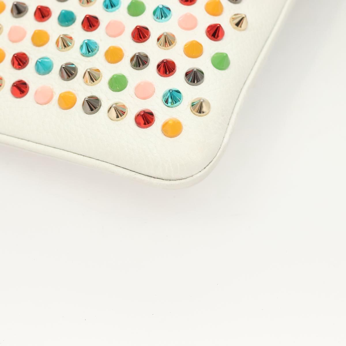 Christian Louboutin Clutch Bag Rubiposh Leather White Gold 1175134 Auth bs26678