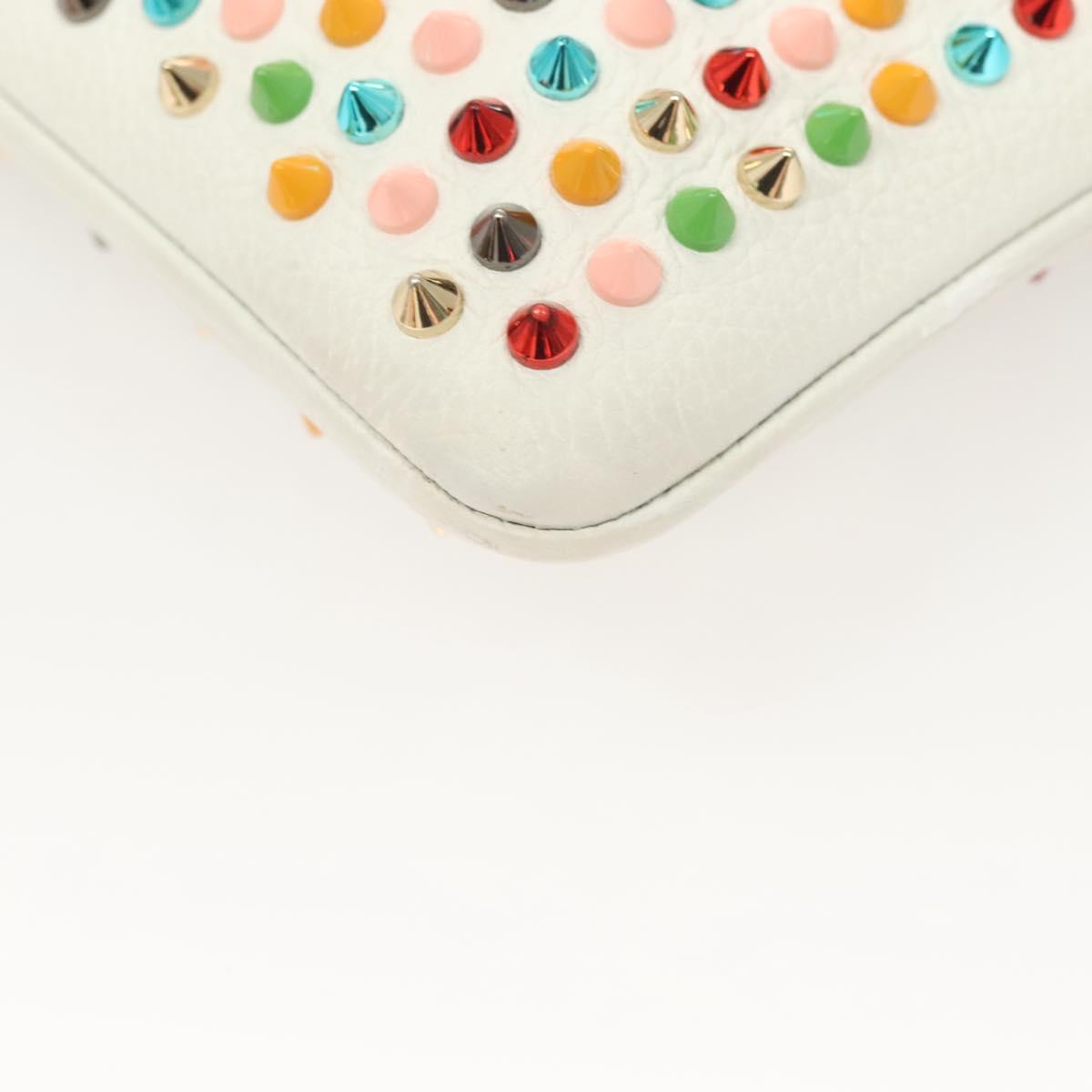 Christian Louboutin Clutch Bag Rubiposh Leather White Gold 1175134 Auth bs26678