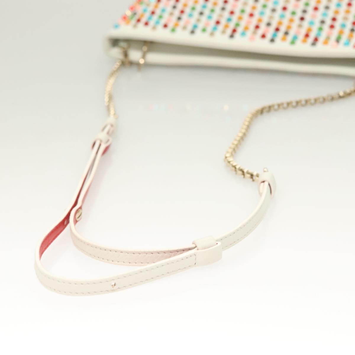 Christian Louboutin Clutch Bag Rubiposh Leather White Gold 1175134 Auth bs26678