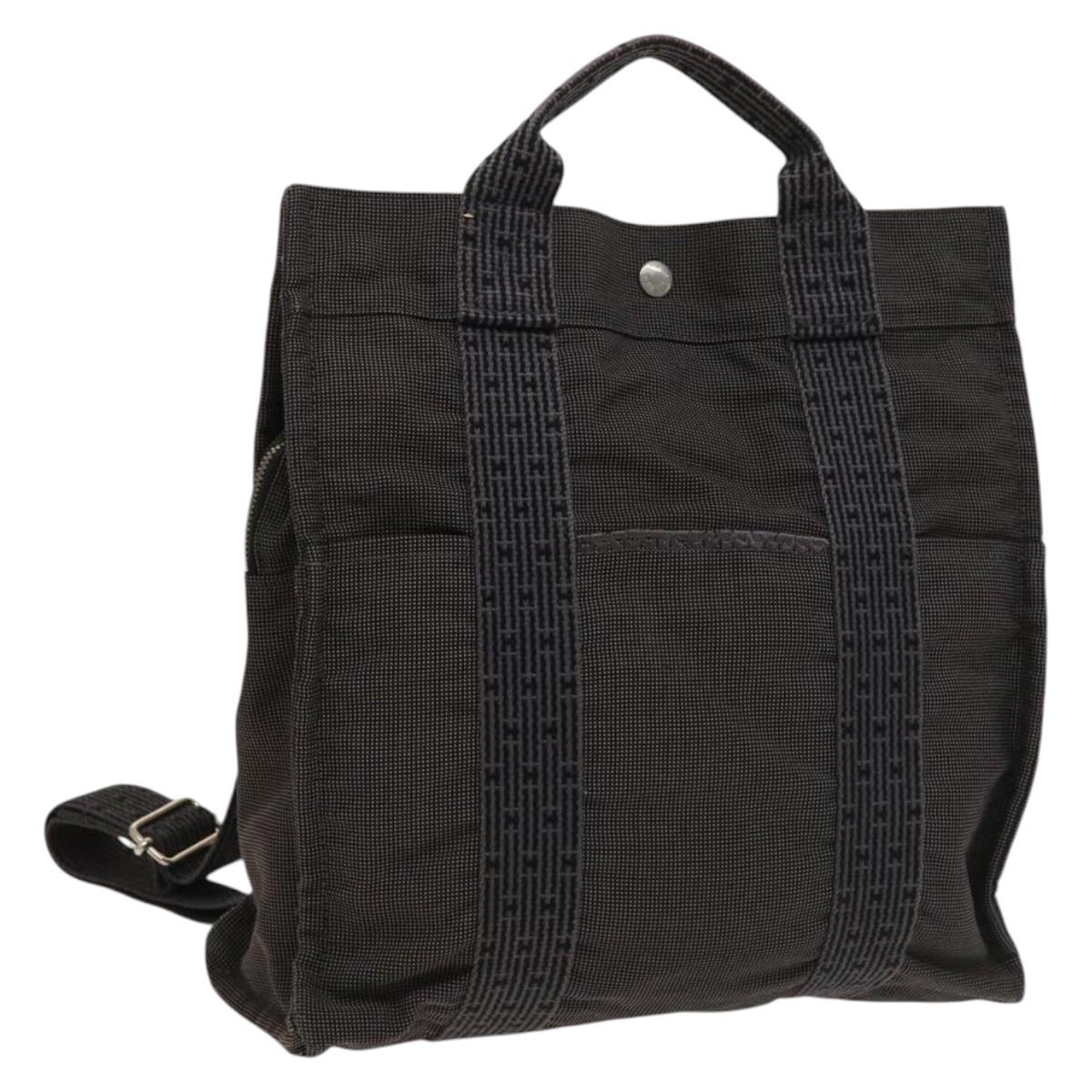 HERMES Her Line A Dos MM Backpack Canvas Gray Silver Auth bs26679