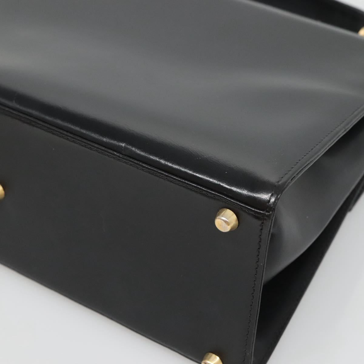 Gianni Versace Hand Bag Leather Black Gold Auth bs26704