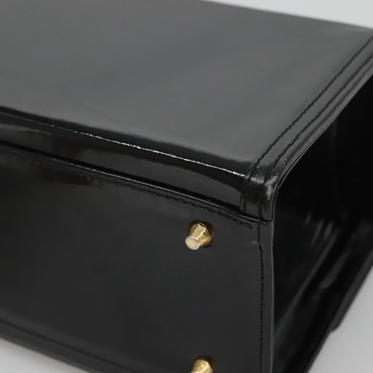 VERSACE Vanity Bag Enamel Black Gold Auth bs26705