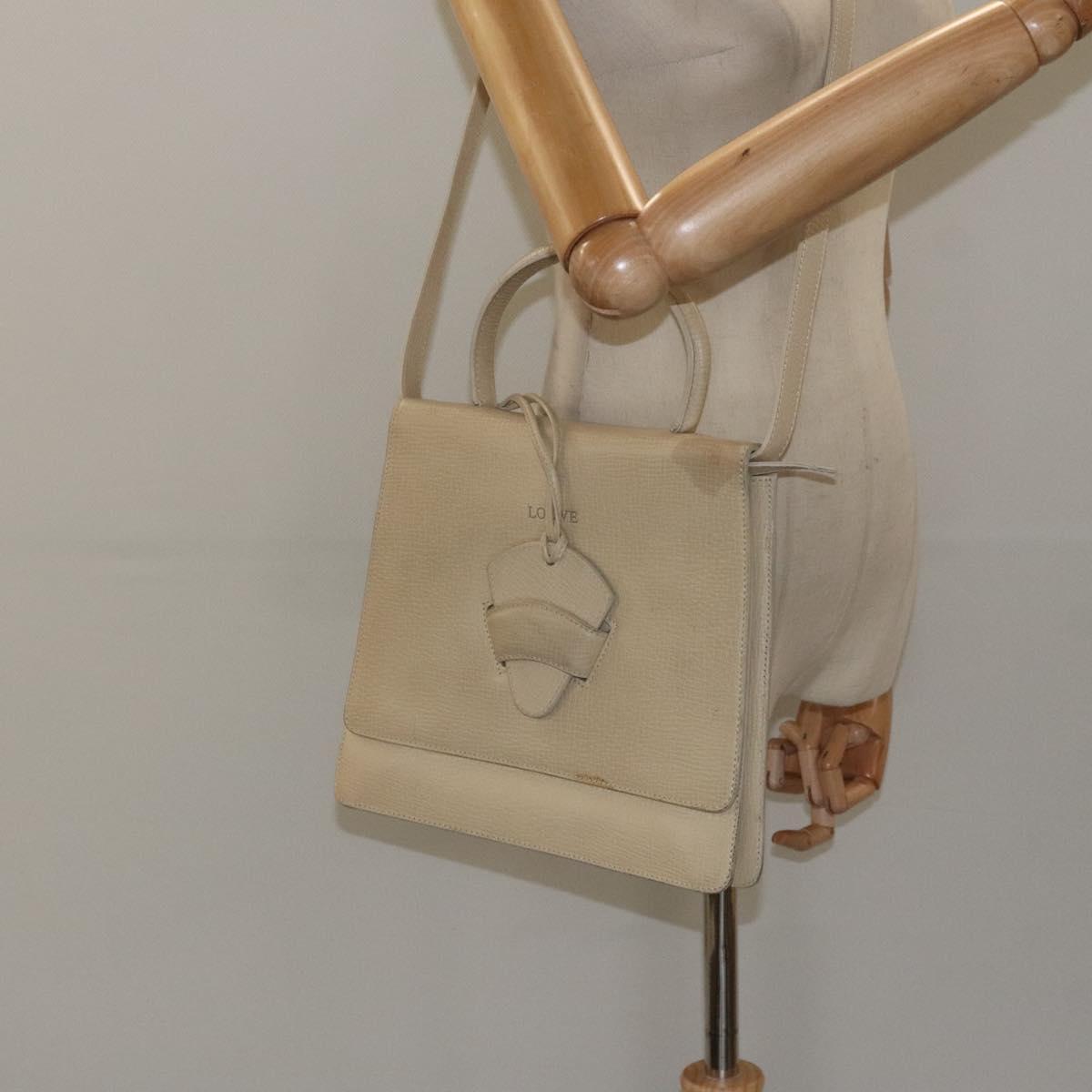 LOEWE Barcelona Hand Bag Leather 2way Beige Auth bs26715