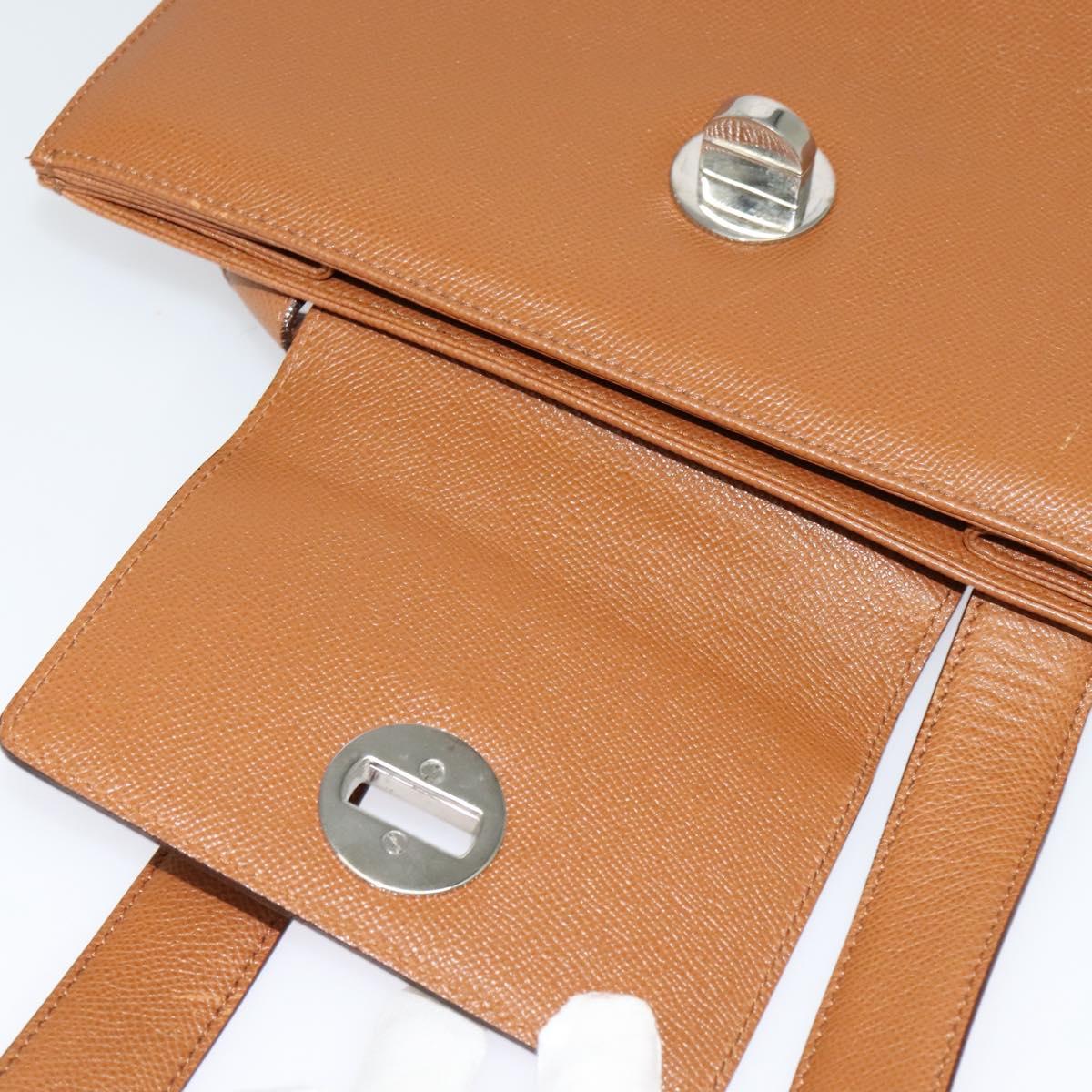 BVLGARI Shoulder Bag Leather Brown Silver Auth bs26717