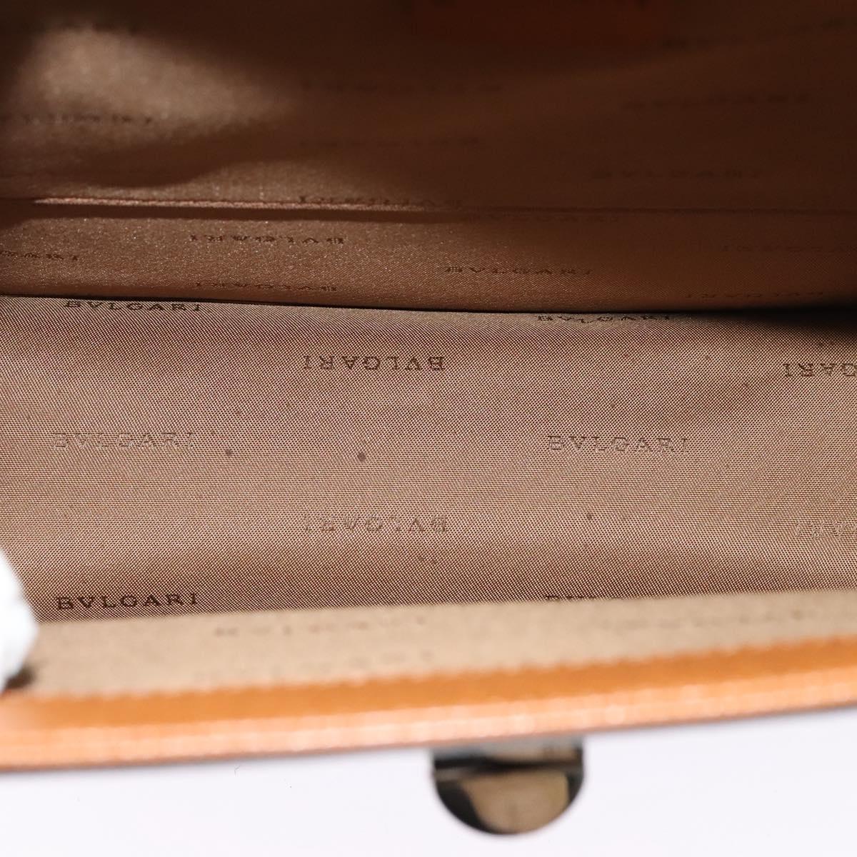BVLGARI Shoulder Bag Leather Brown Silver Auth bs26717