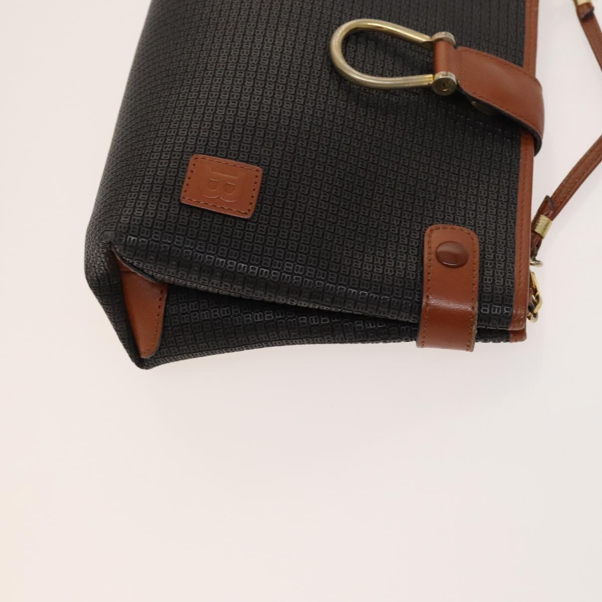 BALLY Shoulder Bag Leather PVC 3Set Beige Black Auth bs26746