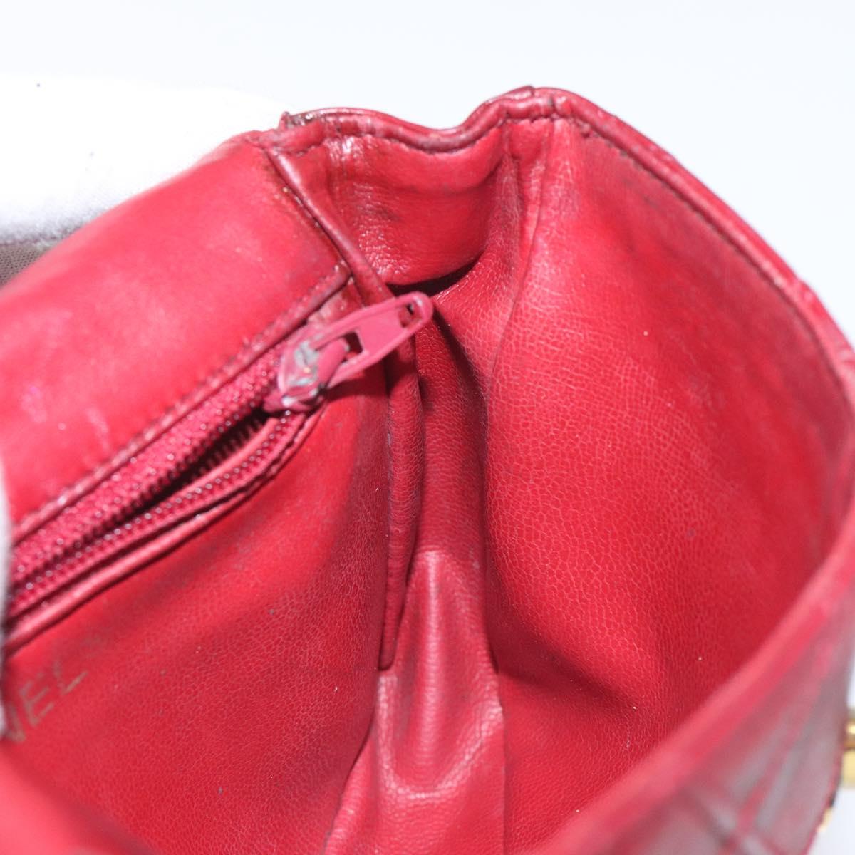CHANEL Bicolore Waist Bag Lamb Skin Red Gold CC Auth bs26757