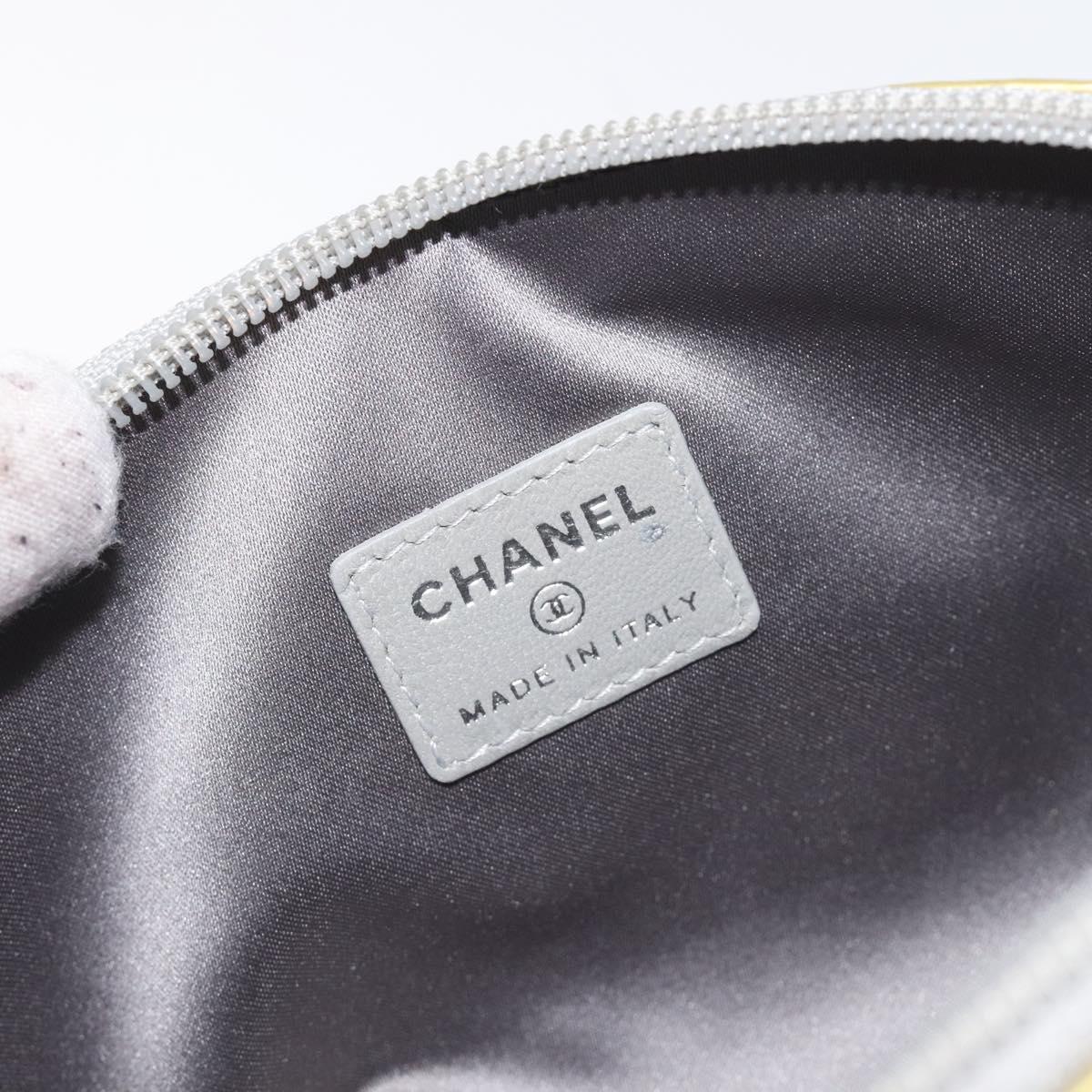 CHANEL Pouch Enamel Silver CC Auth bs26759