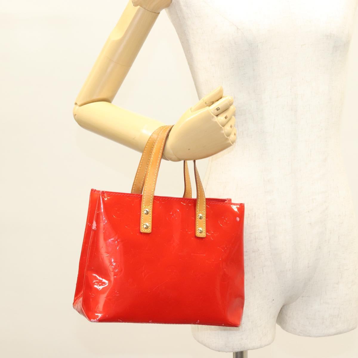 LOUIS VUITTON Monogram Vernis Reade PM Hand Bag Red Rouge M91088 LV Auth bs26765