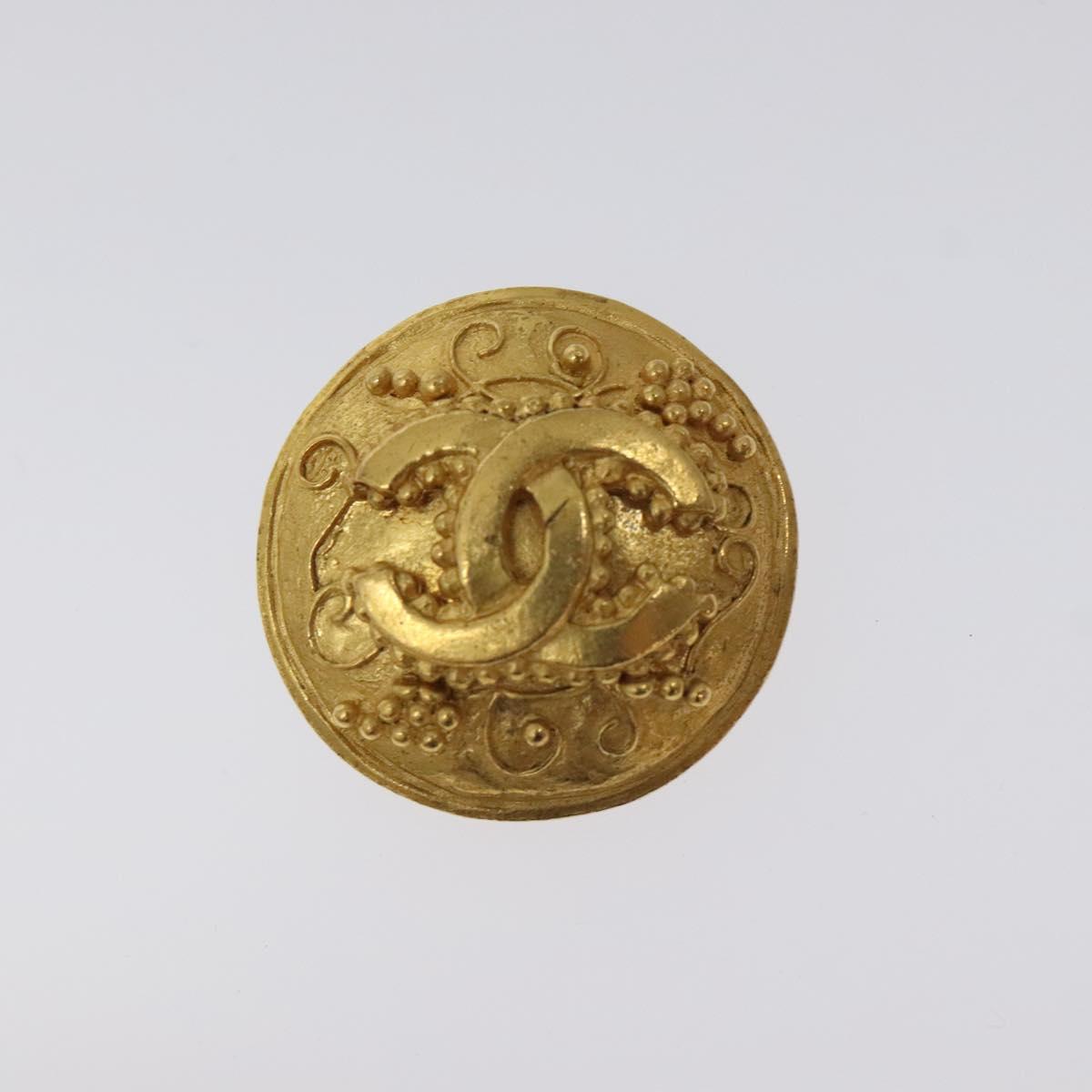 CHANEL Earring metal Gold CC Auth bs26771
