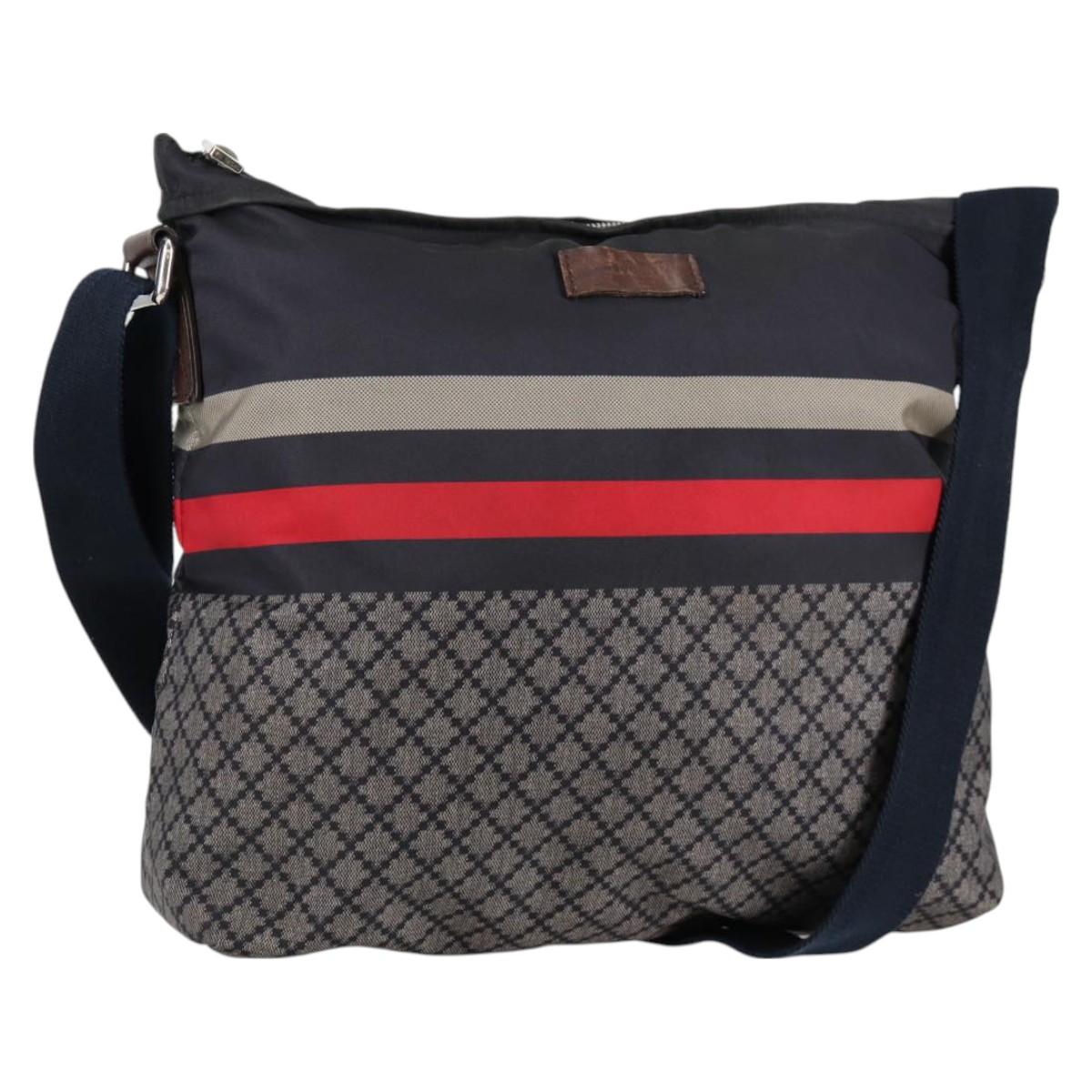 GUCCI Shoulder Bag Nylon Navy Silver 270410 Auth bs26783