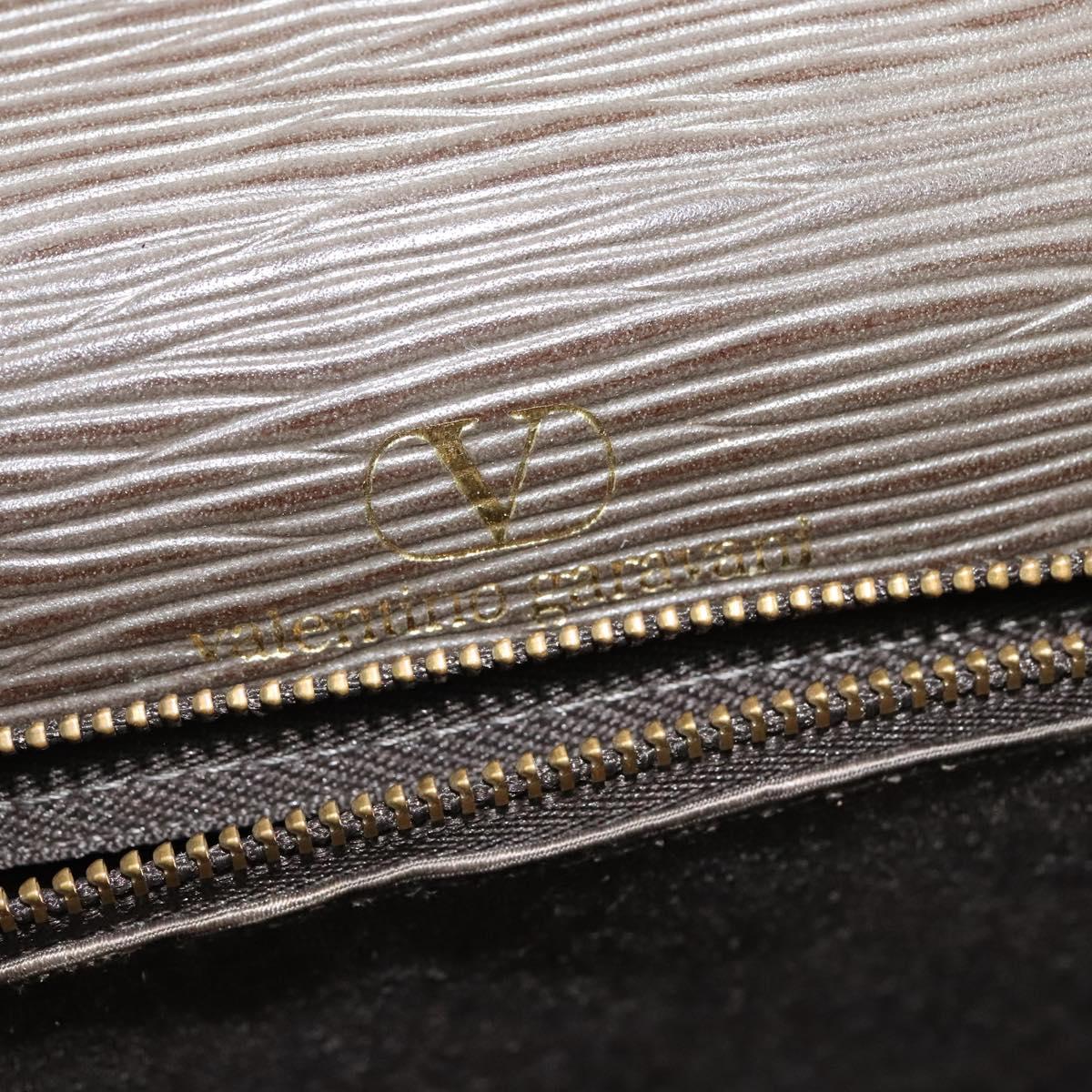 VALENTINO Shoulder Bag Leather Brown Gold Auth bs26800