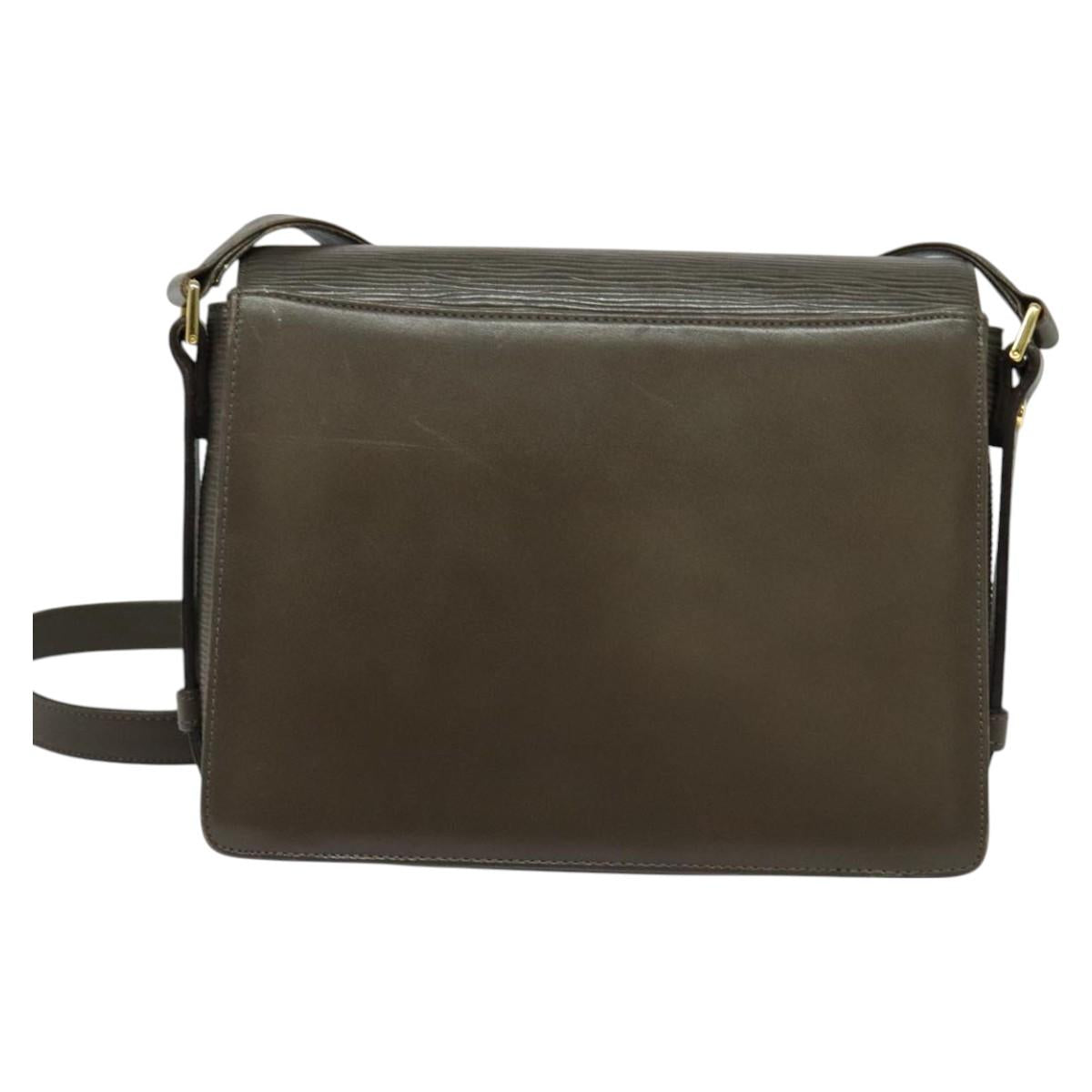VALENTINO Shoulder Bag Leather Brown Gold Auth bs26800