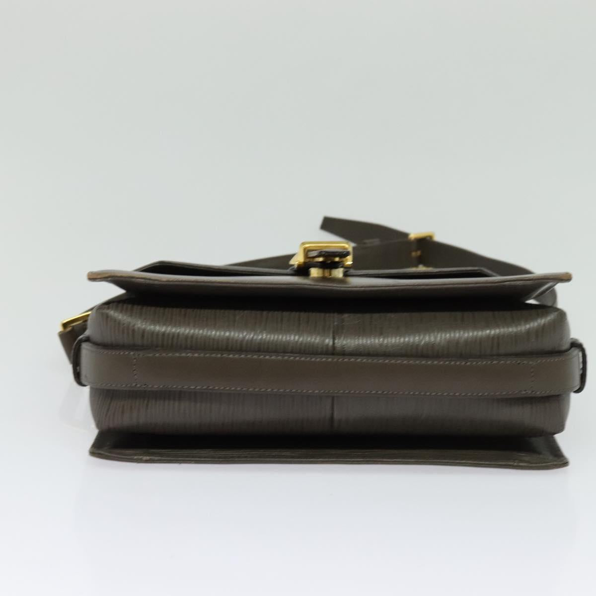 VALENTINO Shoulder Bag Leather Brown Gold Auth bs26800