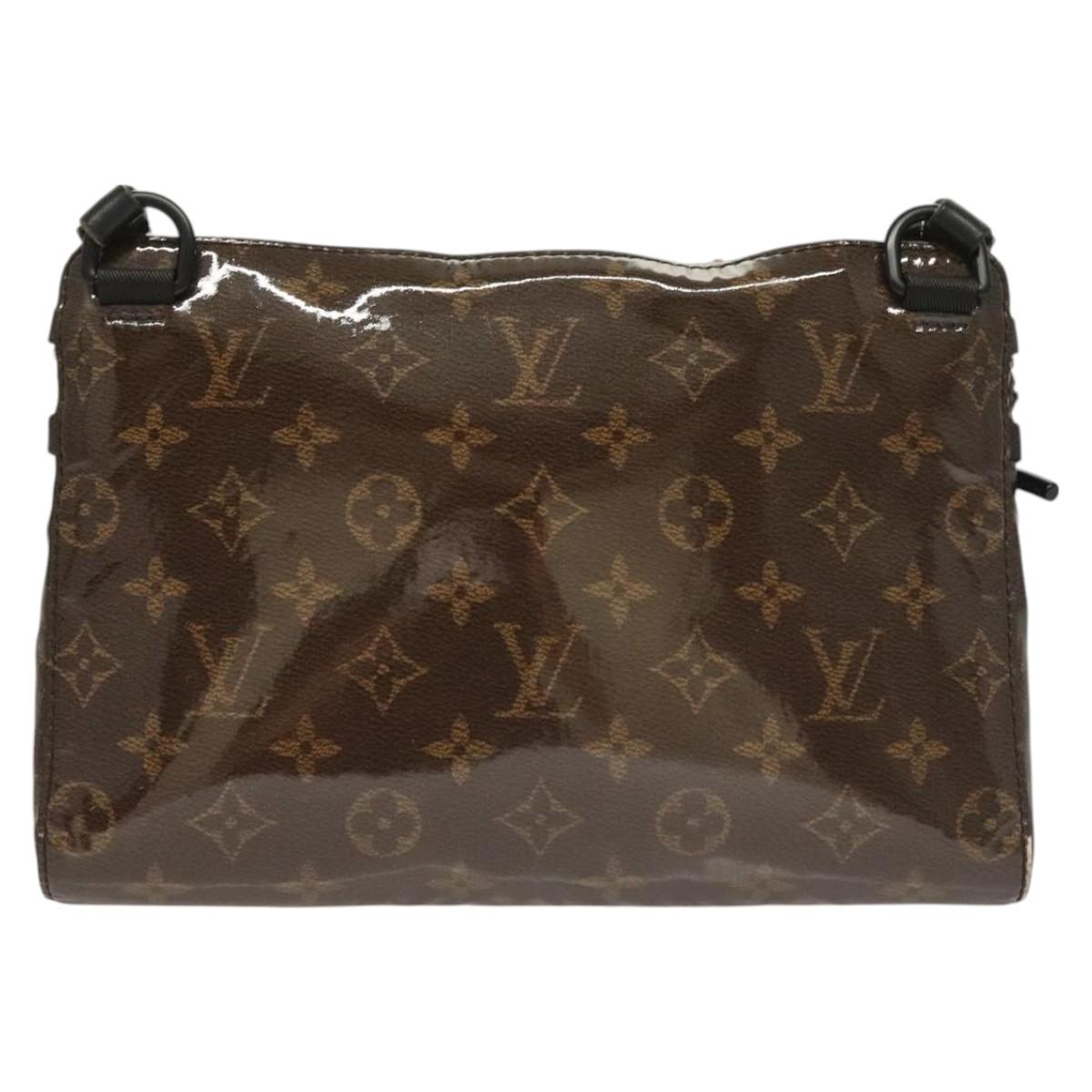 LOUIS VUITTON Monogram Glaze Messenger PM Bag Brown Black M43895 LV Auth bs26815