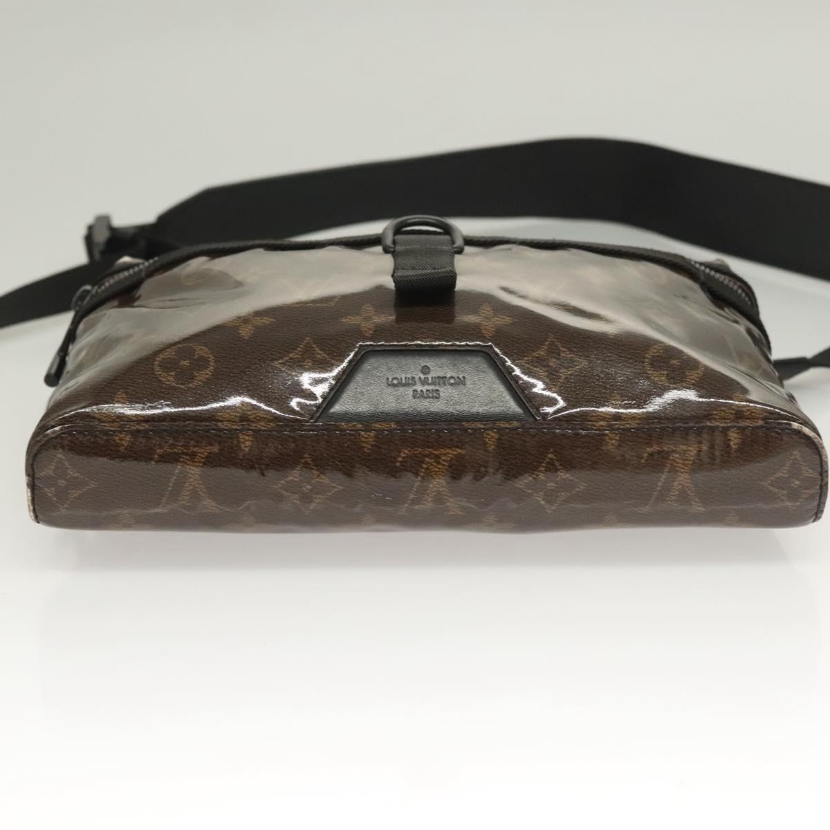 LOUIS VUITTON Monogram Glaze Messenger PM Bag Brown Black M43895 LV Auth bs26815
