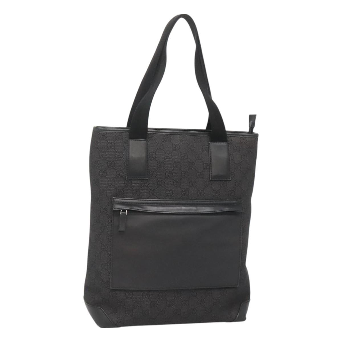 GUCCI GG Canvas Tote Bag Outlet Black Silver 180450 Auth bs26838