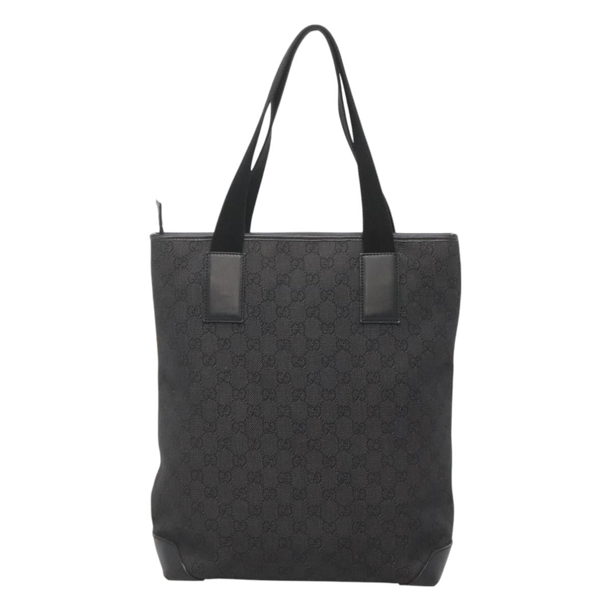 GUCCI GG Canvas Tote Bag Outlet Black Silver 180450 Auth bs26838