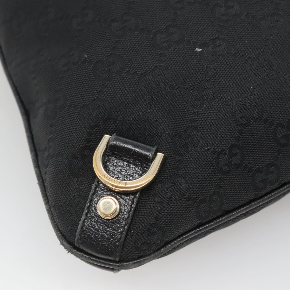 GUCCI GG Canvas Abbey Shoulder Bag Black Gold 131326 Auth bs26839