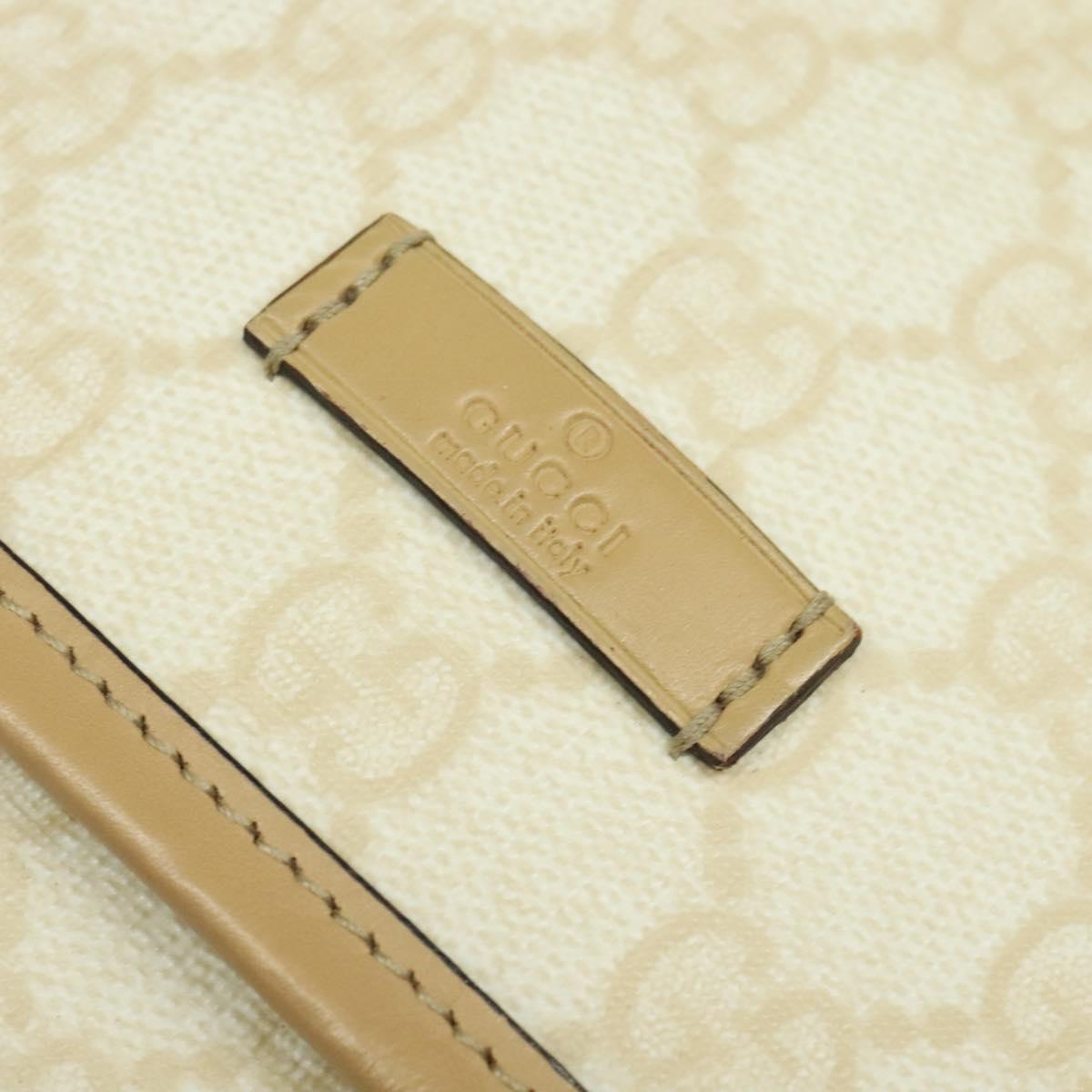 GUCCI GG Supreme Shoulder Bag PVC White Gold 223666 Auth bs26841