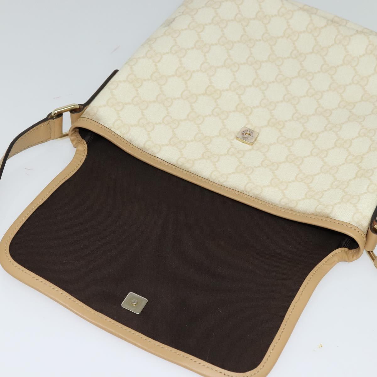 GUCCI GG Supreme Shoulder Bag PVC White Gold 223666 Auth bs26841