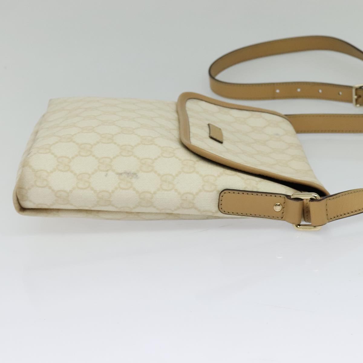 GUCCI GG Supreme Shoulder Bag PVC White Gold 223666 Auth bs26841