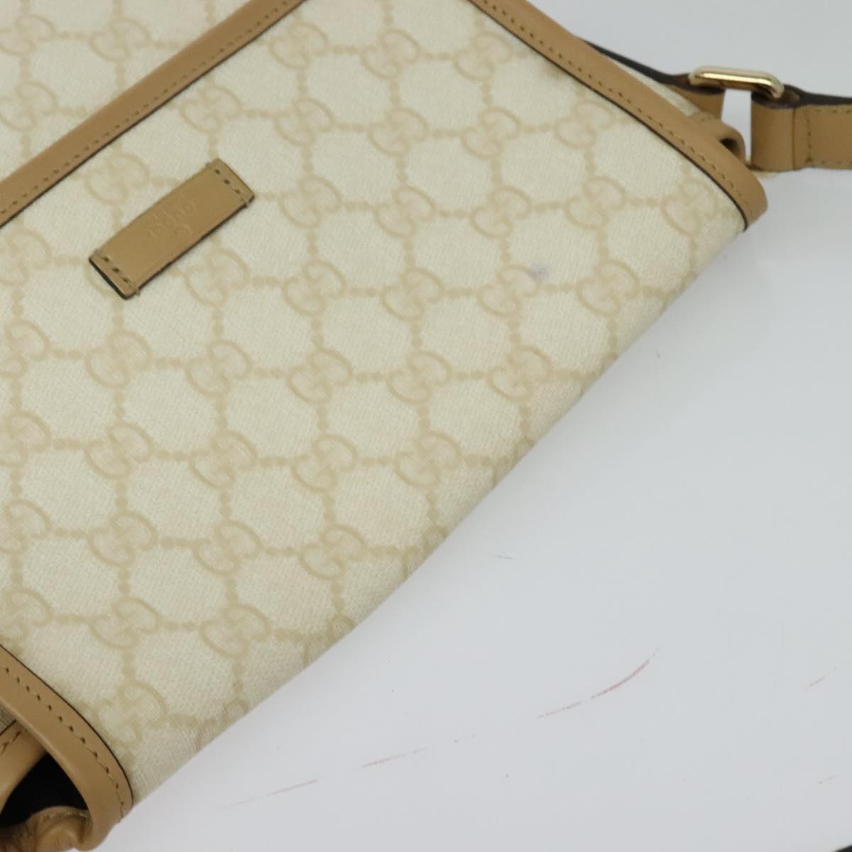 GUCCI GG Supreme Shoulder Bag PVC White Gold 223666 Auth bs26841
