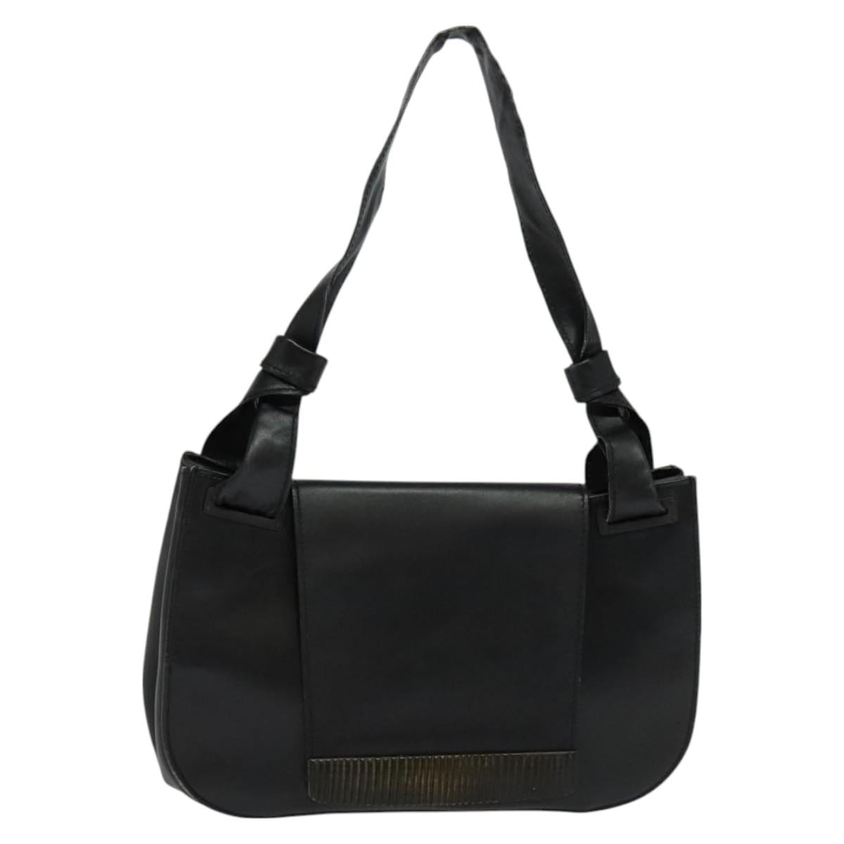 GUCCI Shoulder Bag Leather Black Silver 105375 Auth bs26842