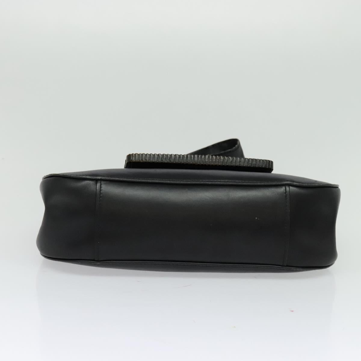 GUCCI Shoulder Bag Leather Black Silver 105375 Auth bs26842
