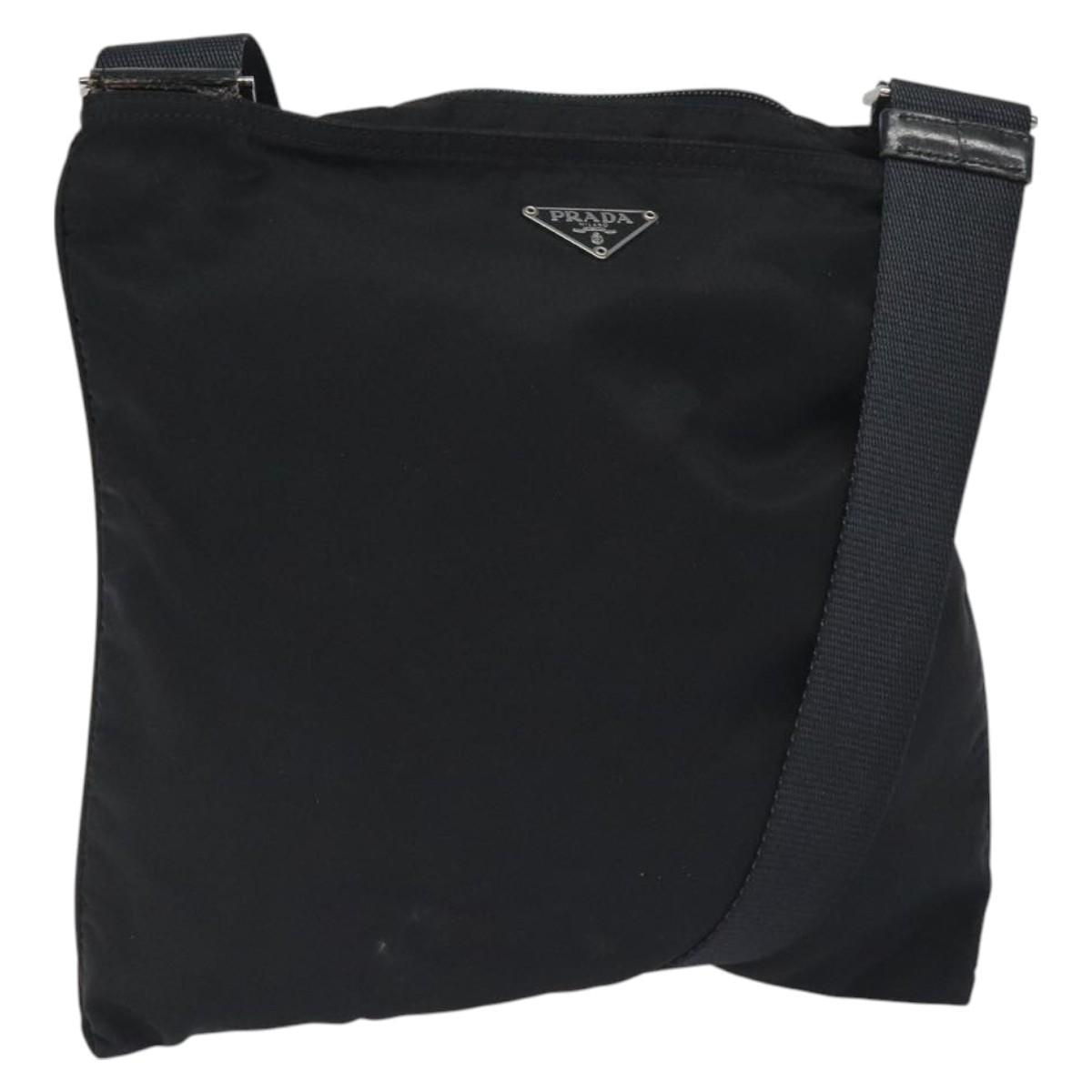 PRADA Shoulder Bag Nylon Black Silver Auth bs26852