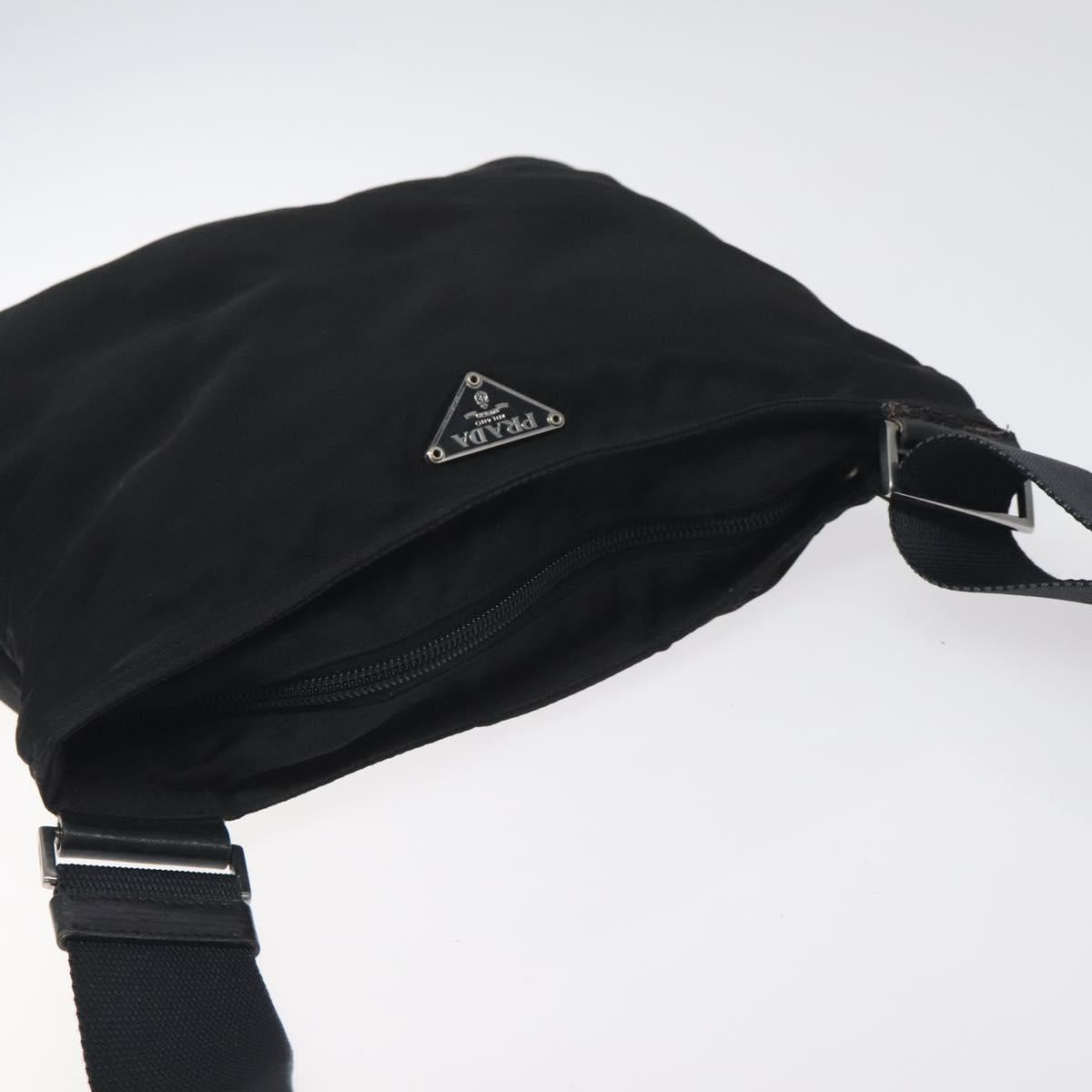 PRADA Shoulder Bag Nylon Black Silver Auth bs26852