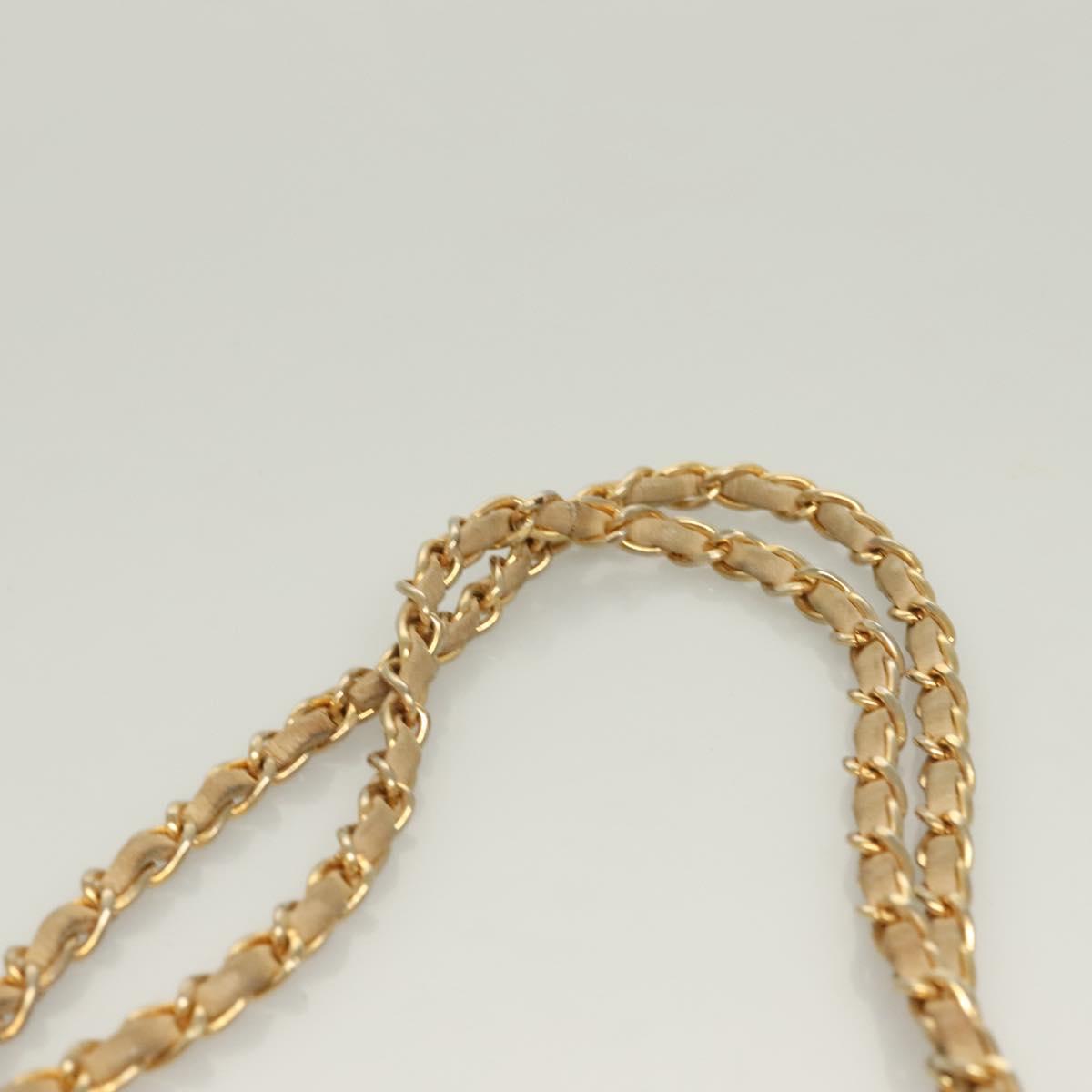 CHANEL Chain Shoulder Bag Lamb Skin Beige Gold CC Auth bs26856