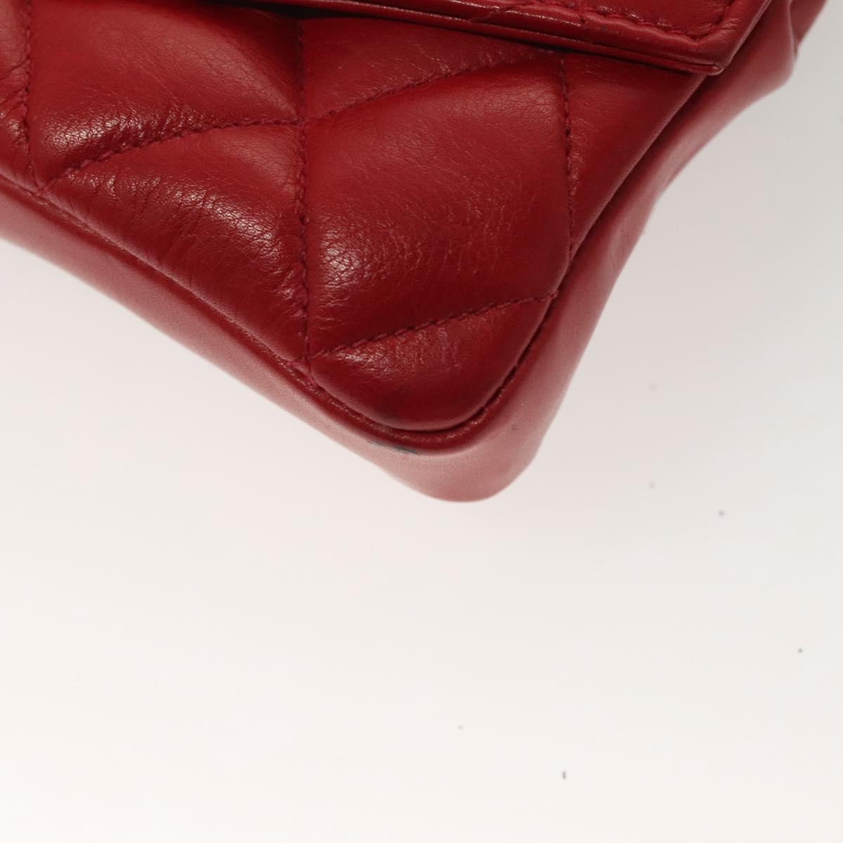 CHANEL Matelasse Waist bag Lamb Skin Red Gold Green CC Auth bs26866