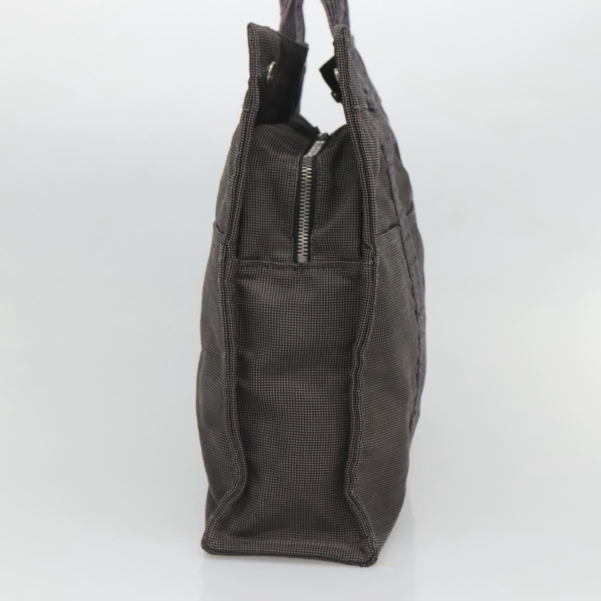 HERMES Her Line MM Hand Bag Canvas Gray Auth bs26875