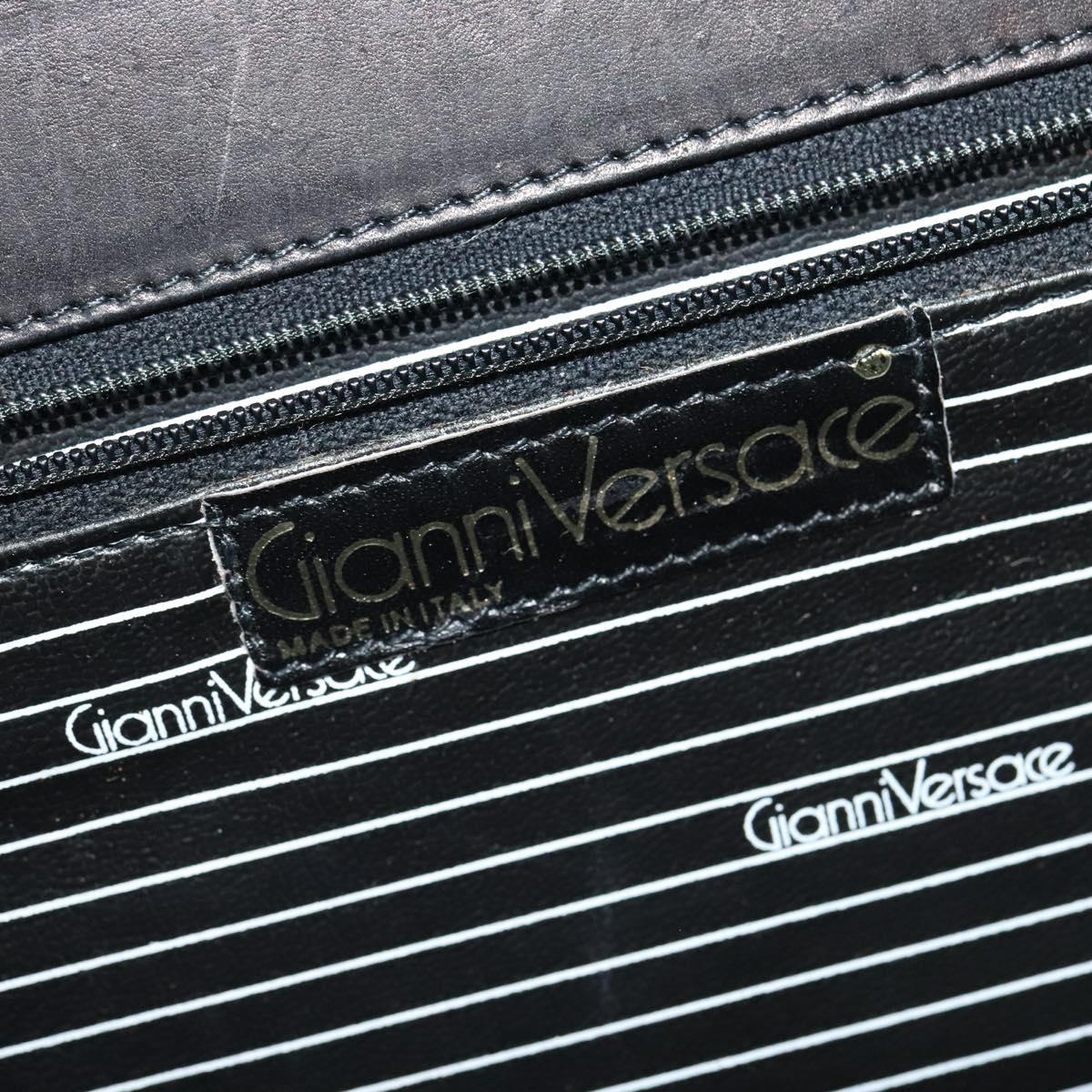 Gianni Versace Shoulder Bag Leather Brown Silver Auth bs26882