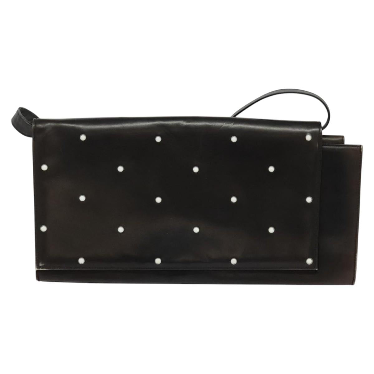 Gianni Versace Shoulder Bag Leather Brown Silver Auth bs26882
