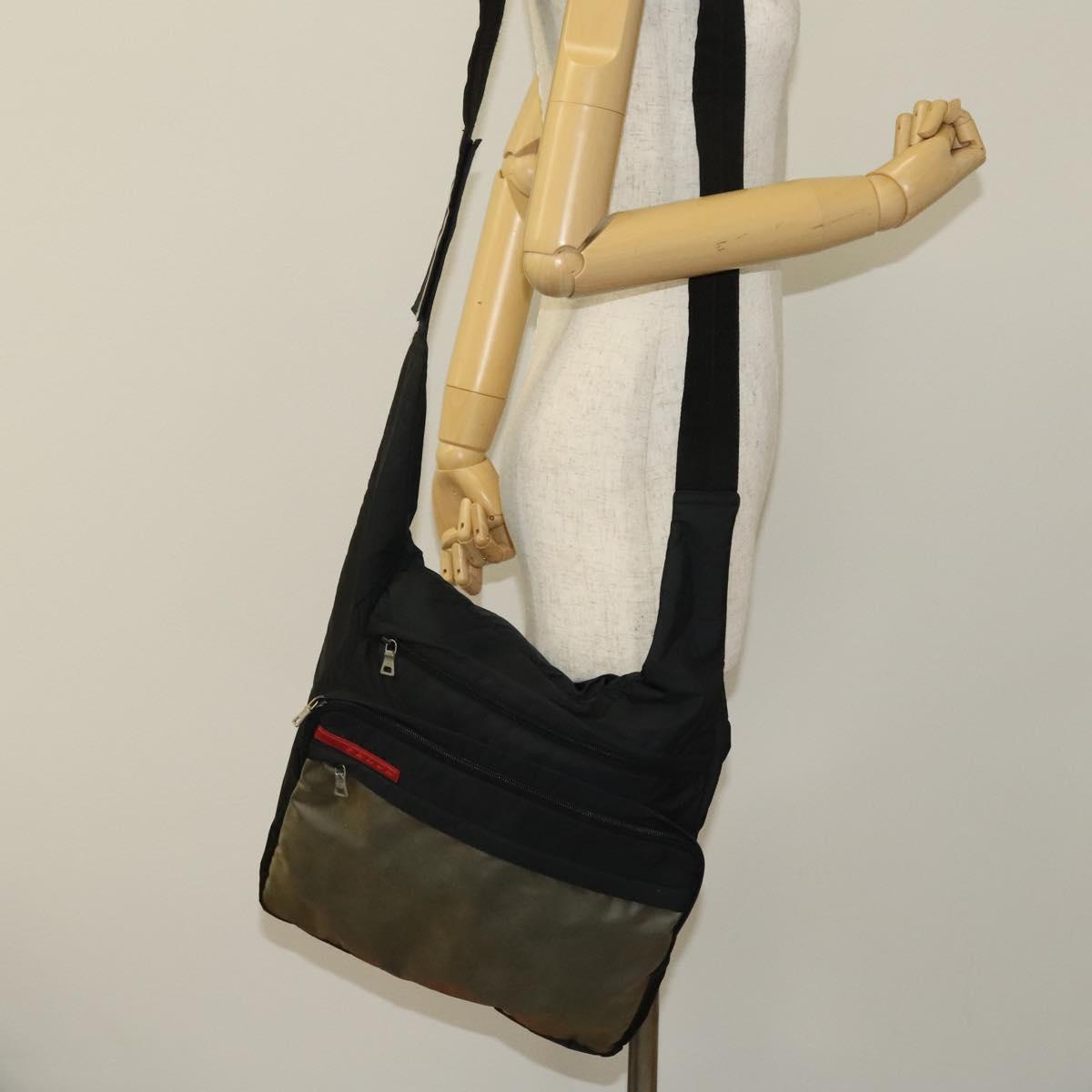 PRADA Sports Shoulder Bag Nylon Black Silver Auth bs26885