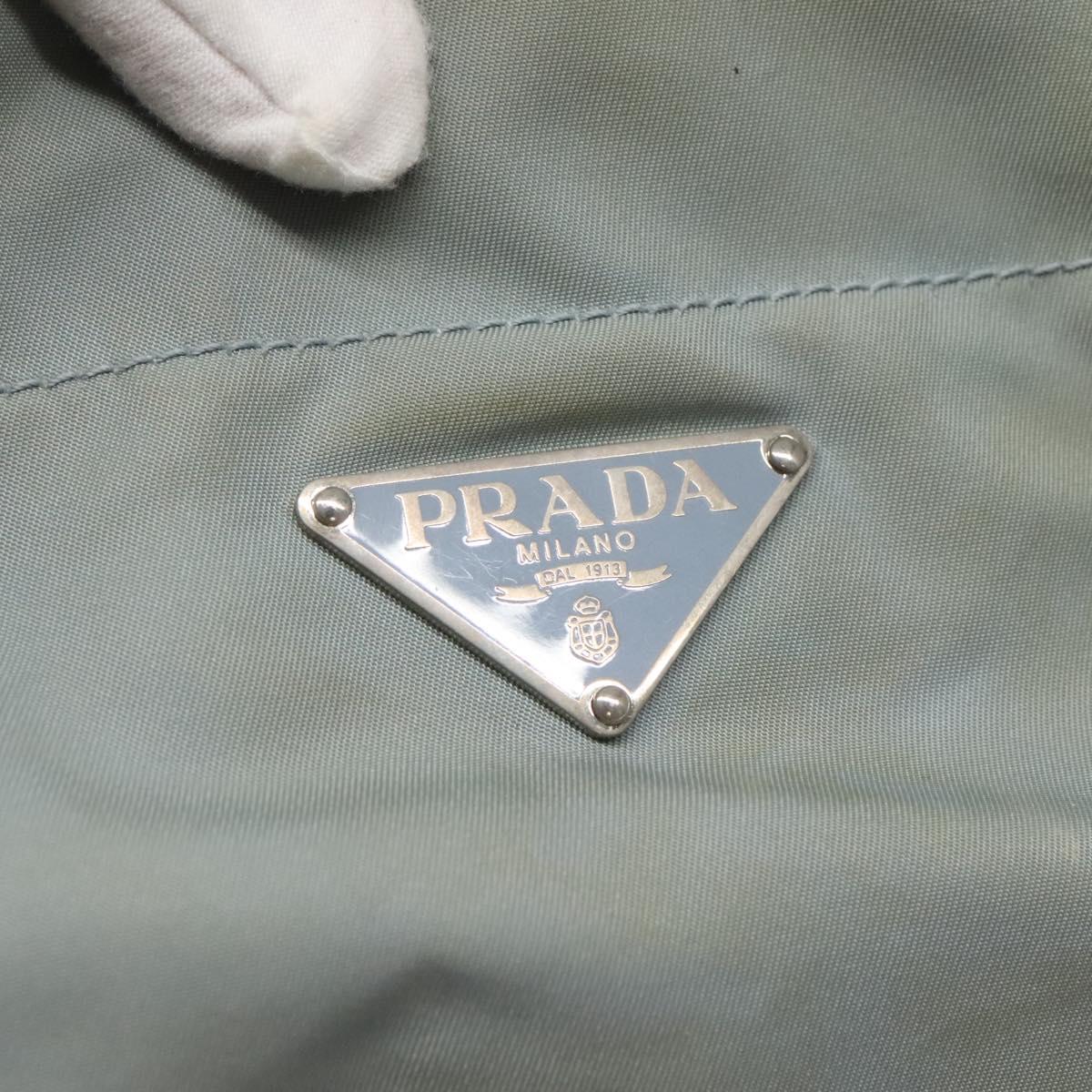 PRADA Shoulder Bag Nylon Light Blue Silver Auth bs26887