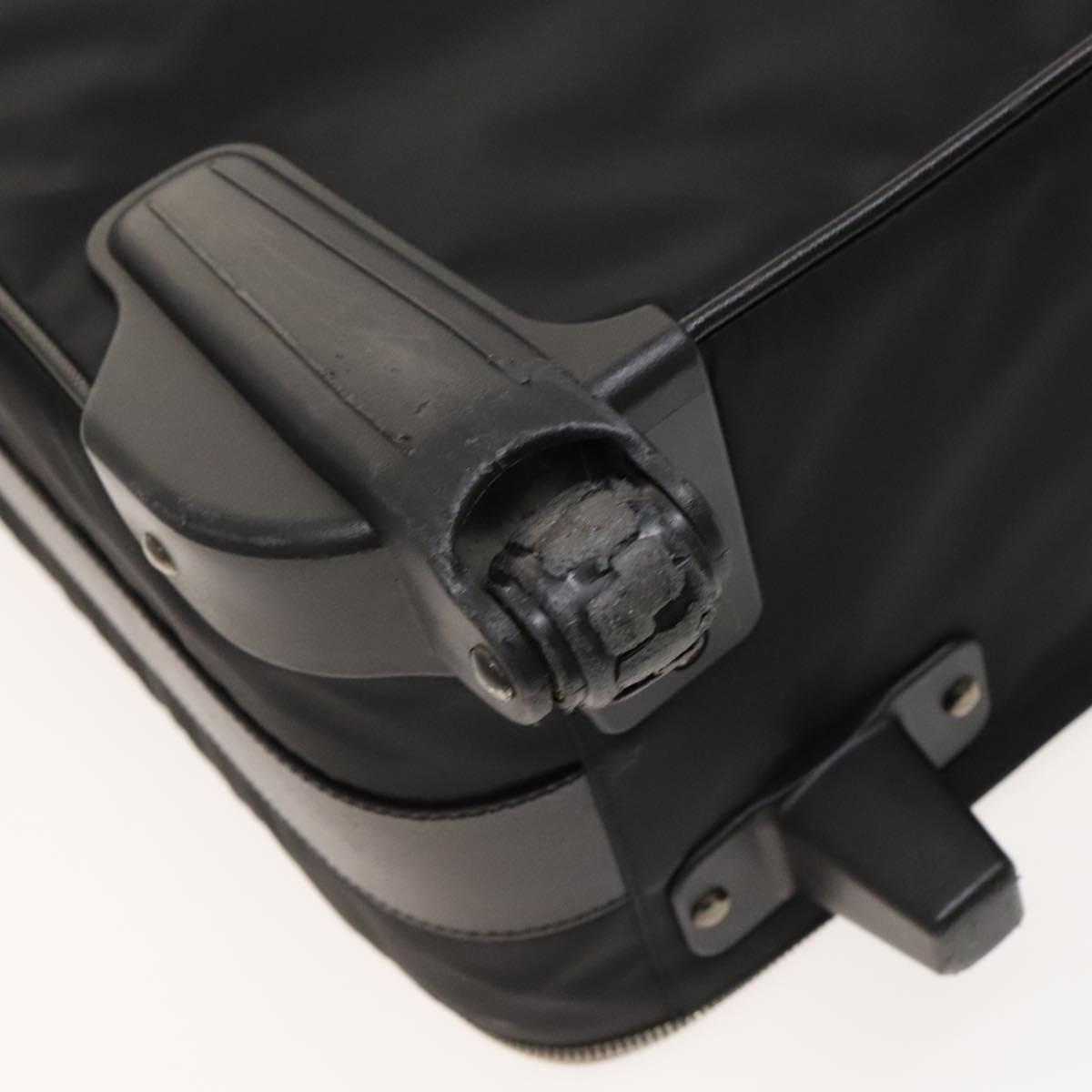PRADA Carry Case Suitcase Nylon Leather Black Silver Auth bs26888