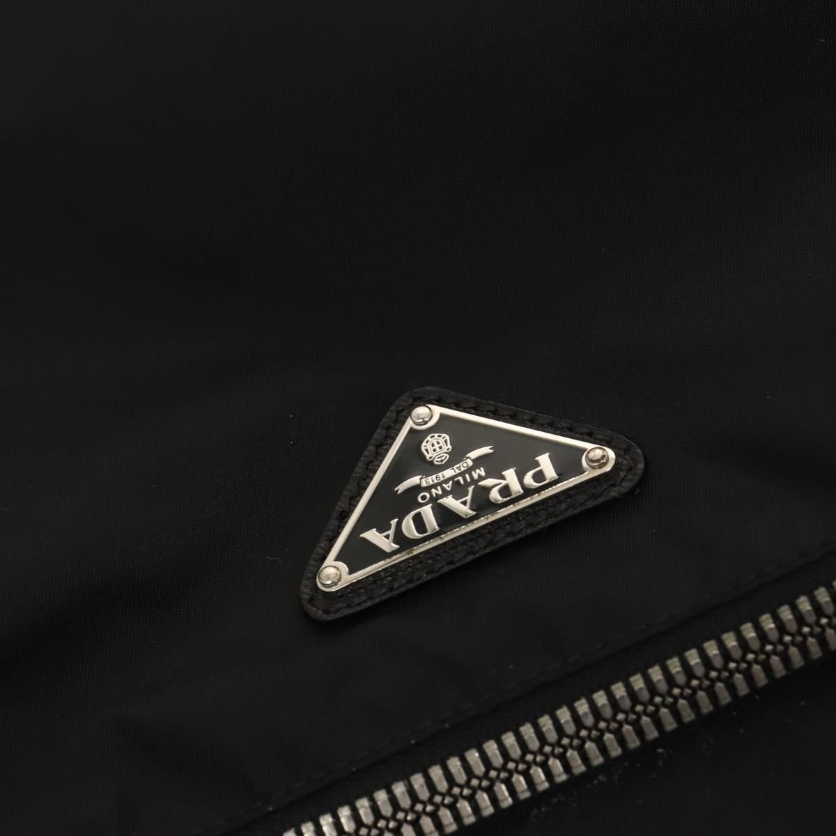 PRADA Carry Case Suitcase Nylon Leather Black Silver Auth bs26888