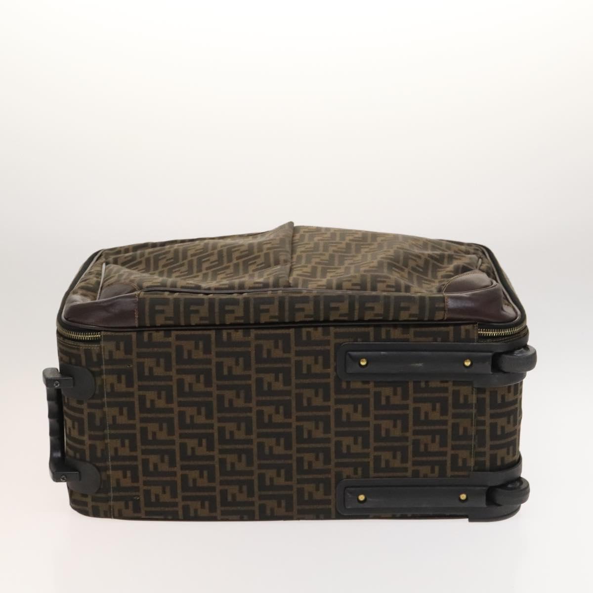 FENDI Zucca Canvas Carry Case Suitcase Black Brown Auth bs26889