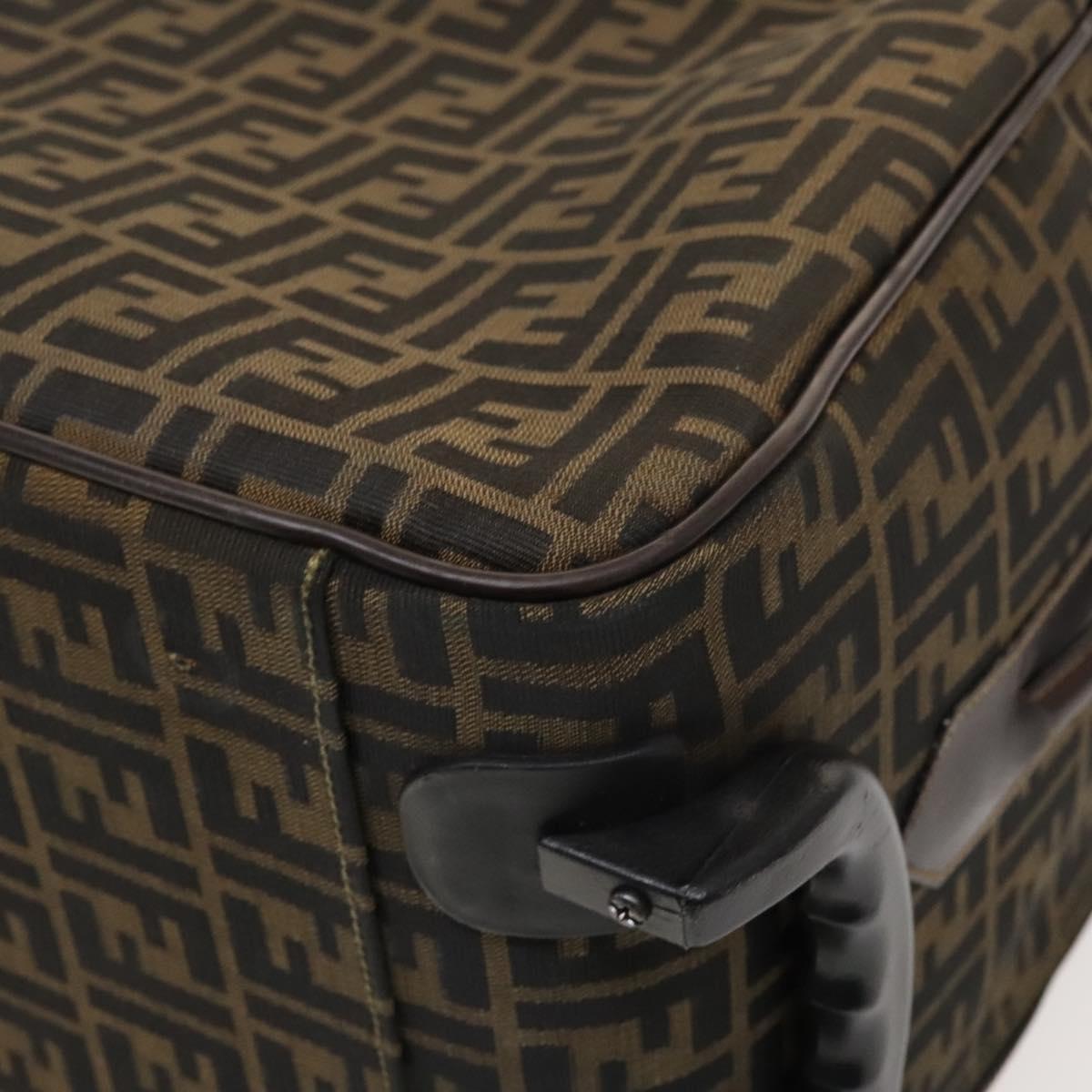 FENDI Zucca Canvas Carry Case Suitcase Black Brown Auth bs26889