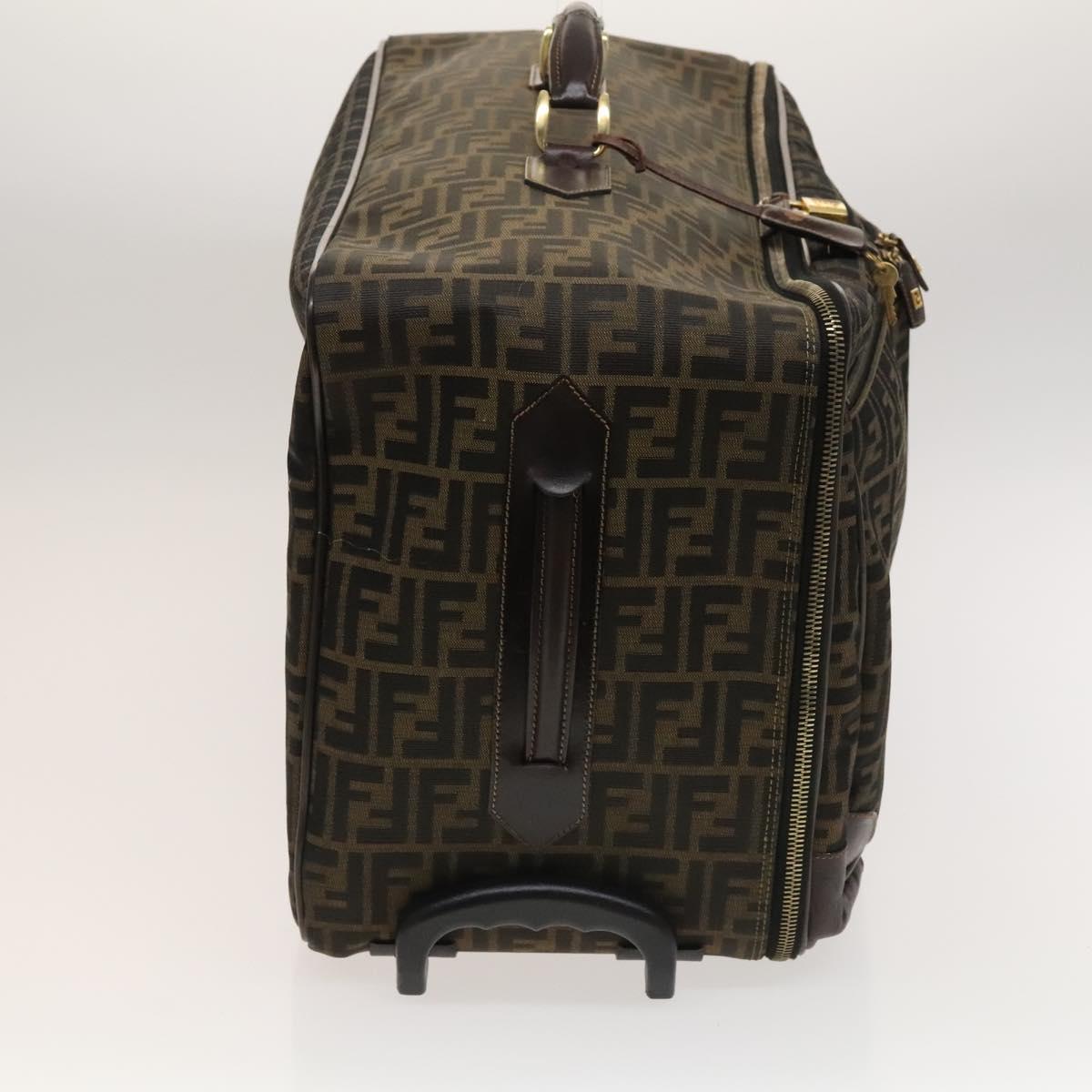 FENDI Zucca Canvas Carry Case Suitcase Black Brown Auth bs26889