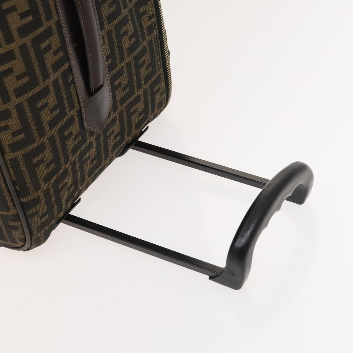 FENDI Zucca Canvas Carry Case Suitcase Black Brown Auth bs26889