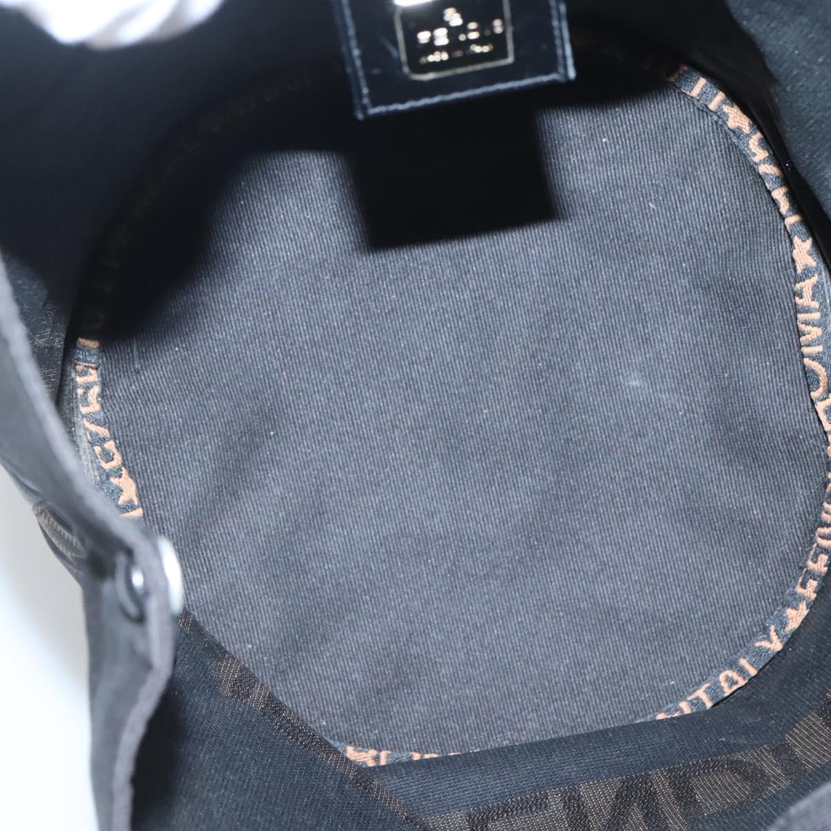 FENDI Hand Bag Nylon Black Brown Auth bs26891