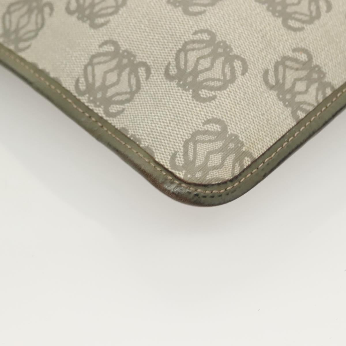 LOEWE Anagram Shoulder Bag PVC Gray Gold Auth bs26893